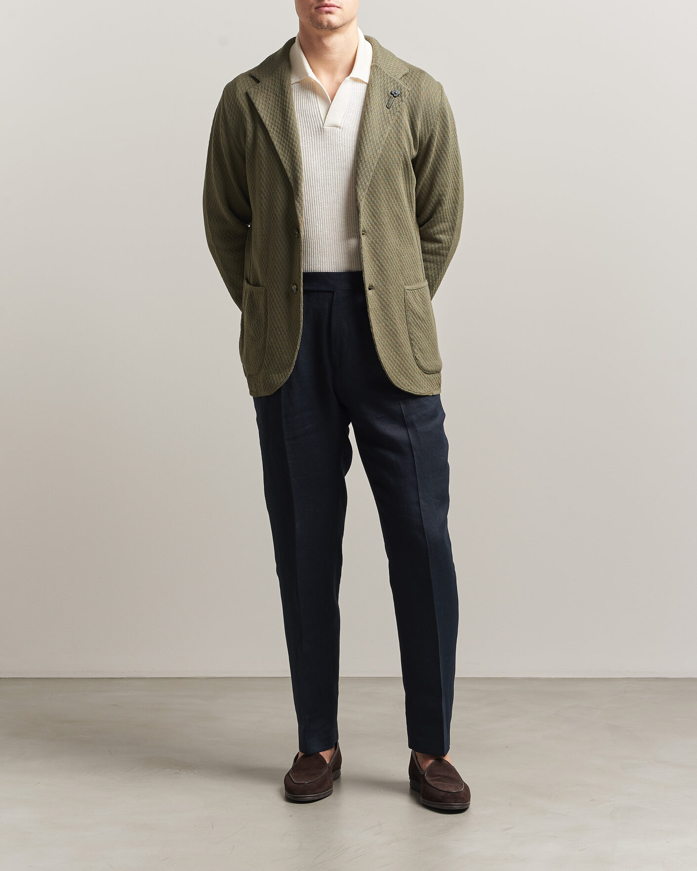 Uomini | Blazers | Lardini | Knitted Structure Cotton Blazer Green