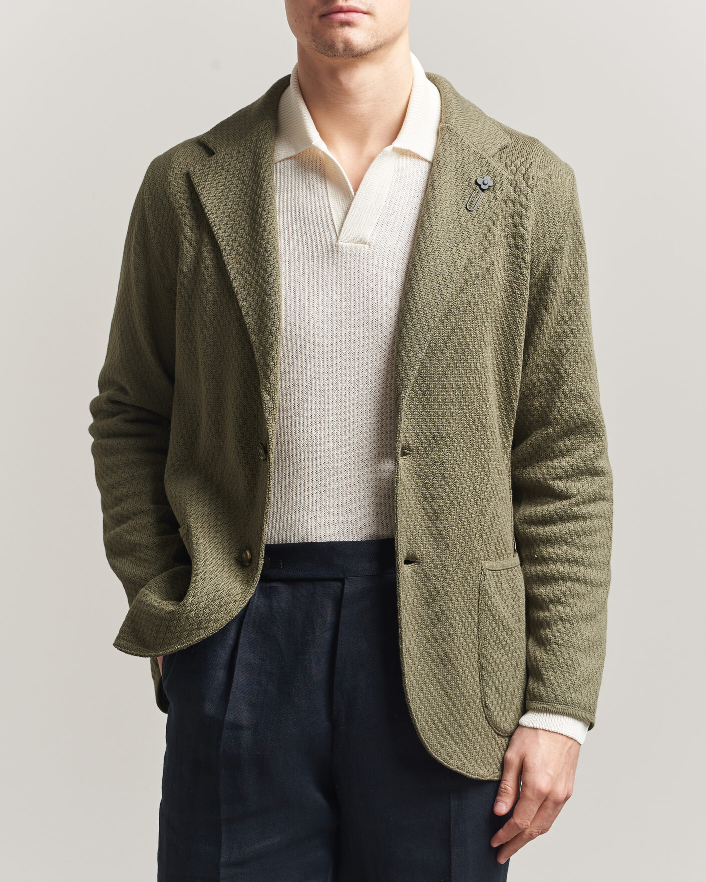 Uomini | Blazers | Lardini | Knitted Structure Cotton Blazer Green