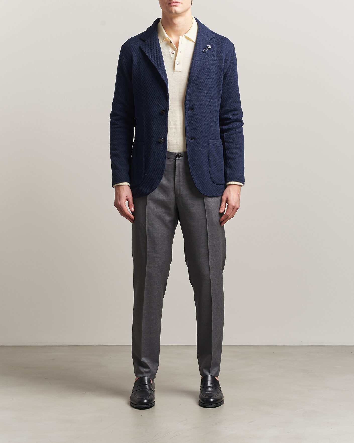 Uomini | Blazers | Lardini | Knitted Structure Cotton Blazer Navy