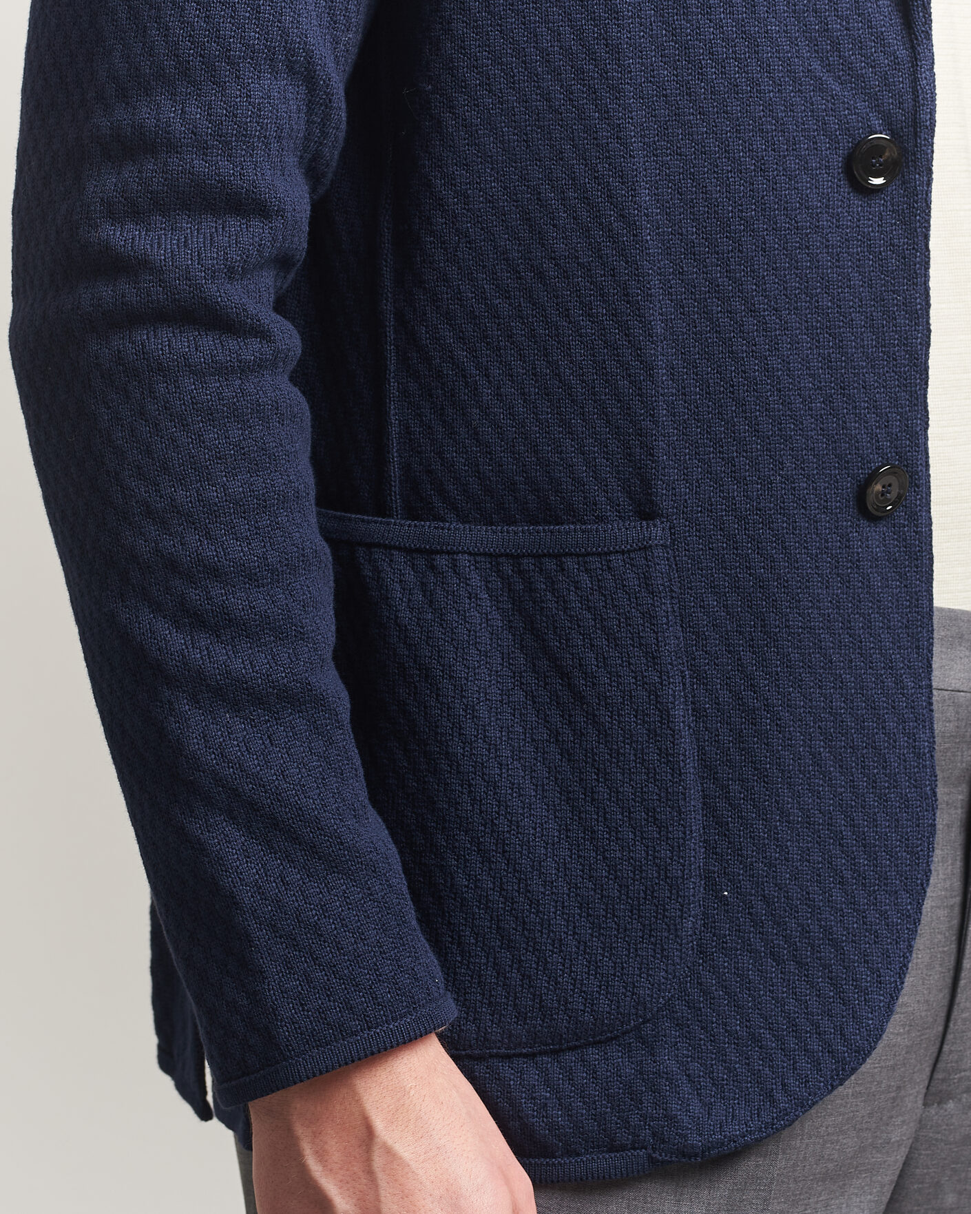 Uomini | Blazers | Lardini | Knitted Structure Cotton Blazer Navy