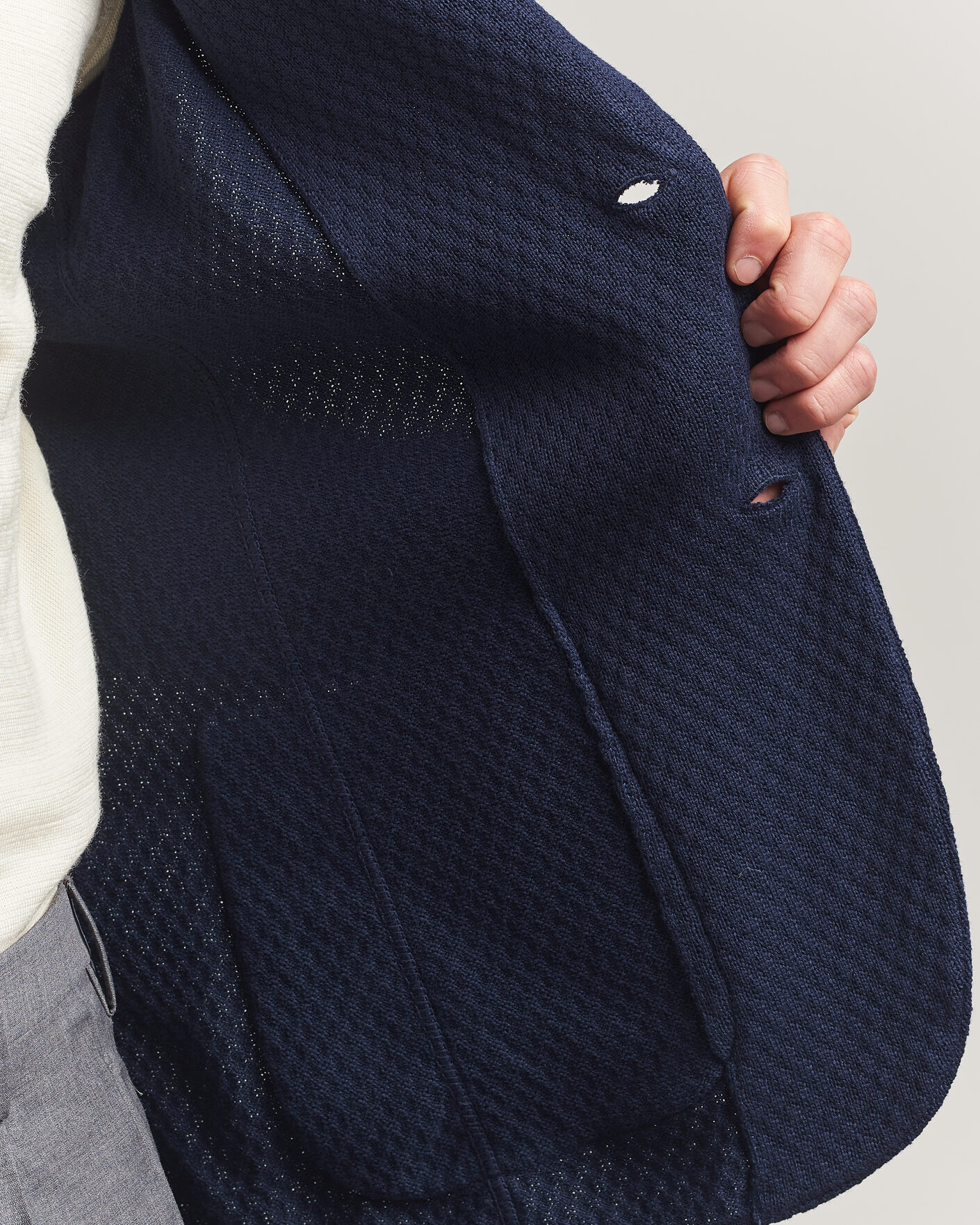 Uomini | Blazers | Lardini | Knitted Structure Cotton Blazer Navy