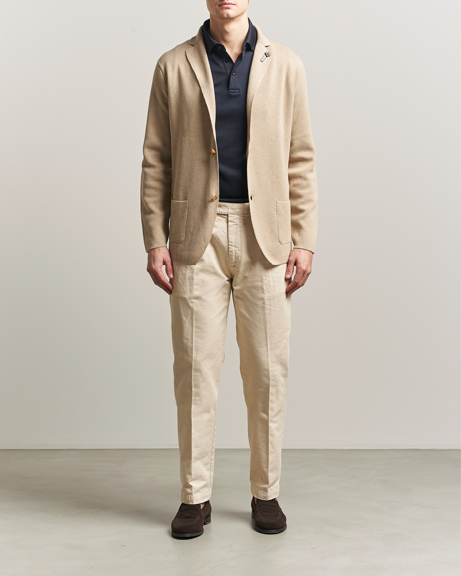 Uomini | Blazers | Lardini | Knitted Cotton Blazer Beige
