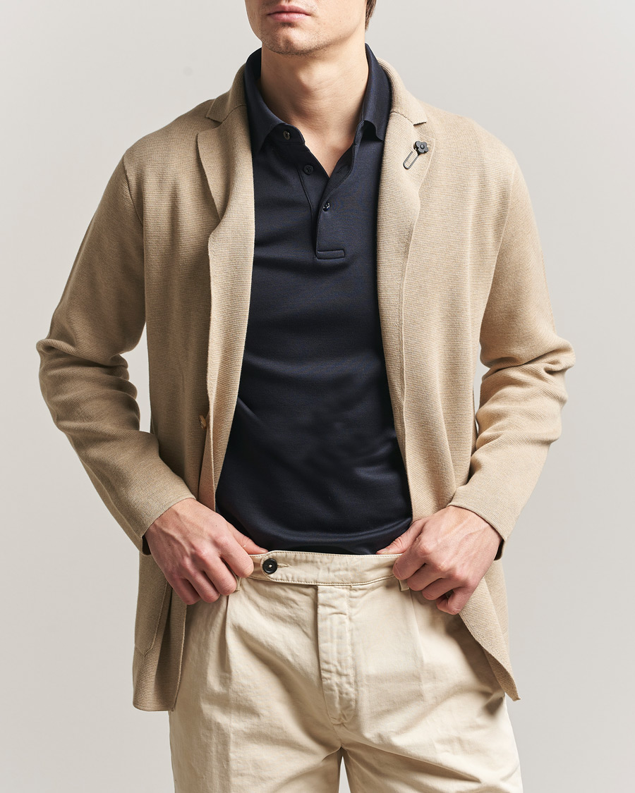 Uomini | Blazers | Lardini | Knitted Cotton Blazer Beige