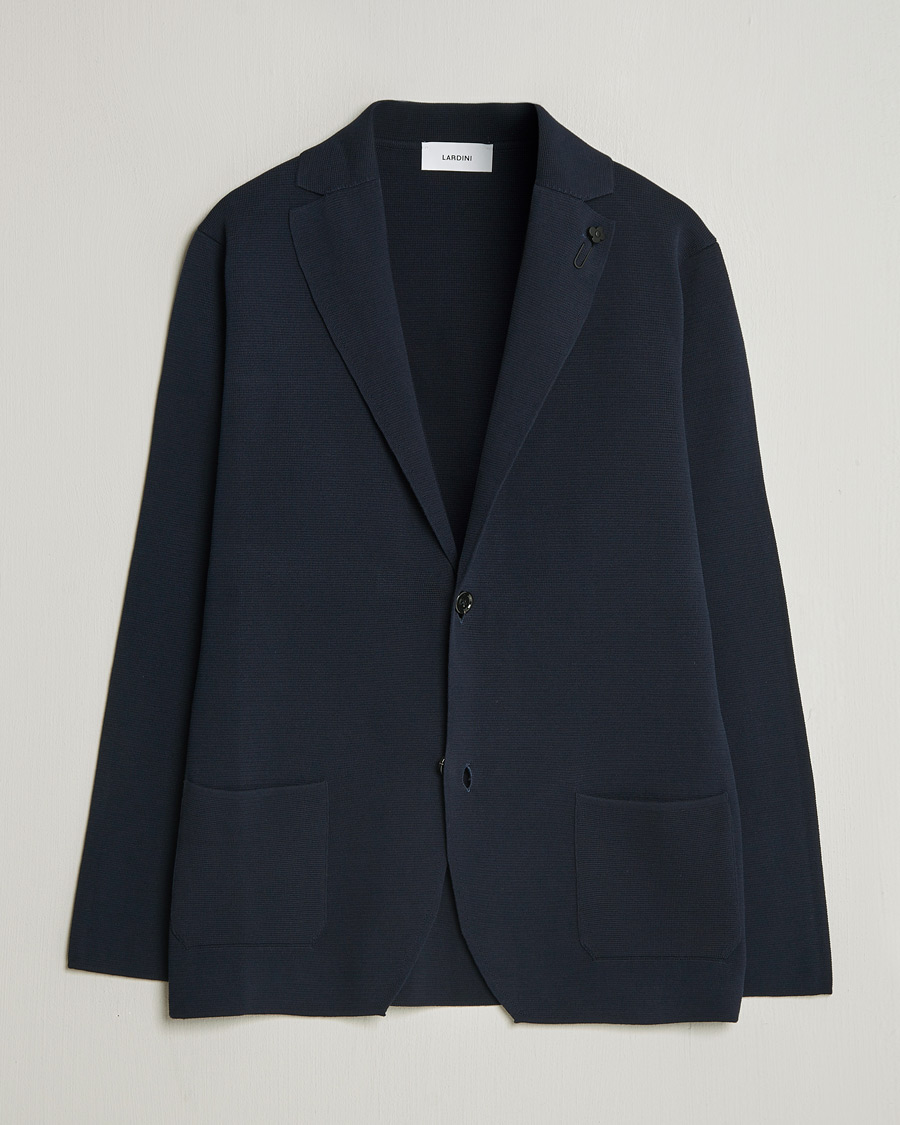 Uomini | Blazers | Lardini | Knitted Cotton Blazer Navy