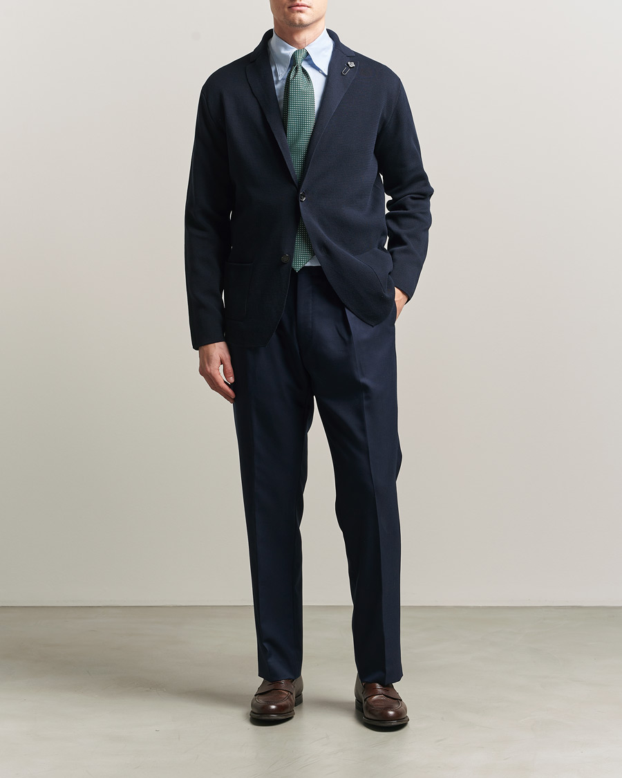 Uomini | Blazers | Lardini | Knitted Cotton Blazer Navy