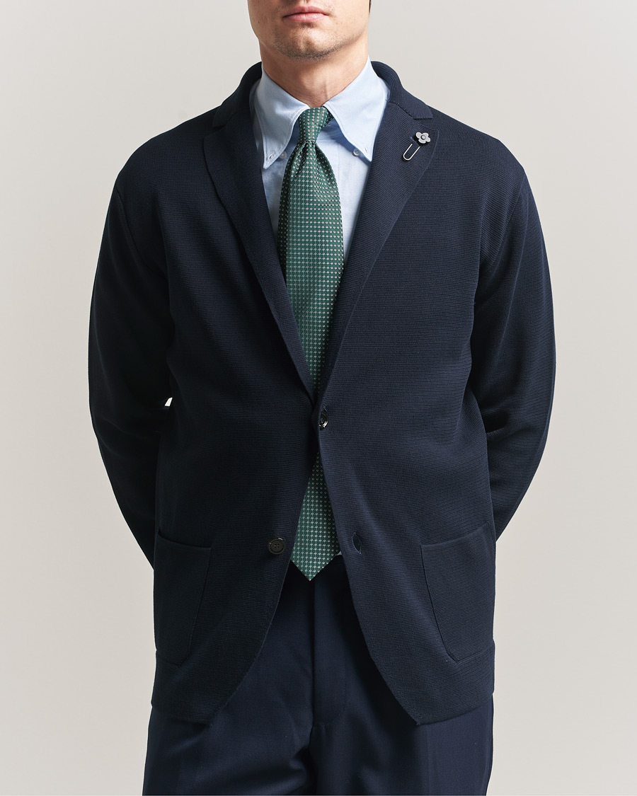 Uomini | Blazers | Lardini | Knitted Cotton Blazer Navy