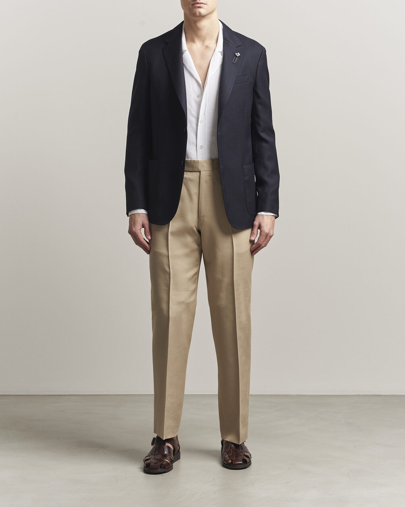 Uomini | Blazers | Lardini | Herringbone Light Wool Blazer Navy