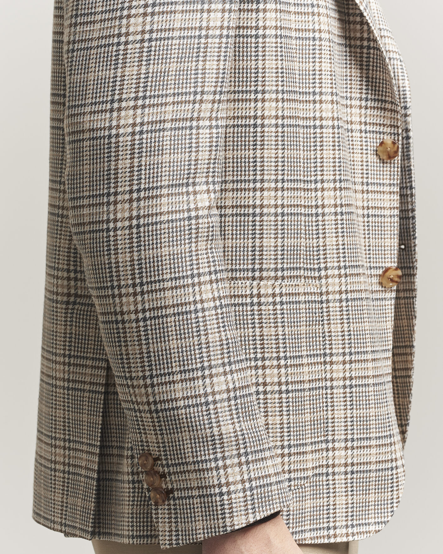 Uomini | Blazers | Lardini | Multi Check Cotton/Linen Blazer Beige