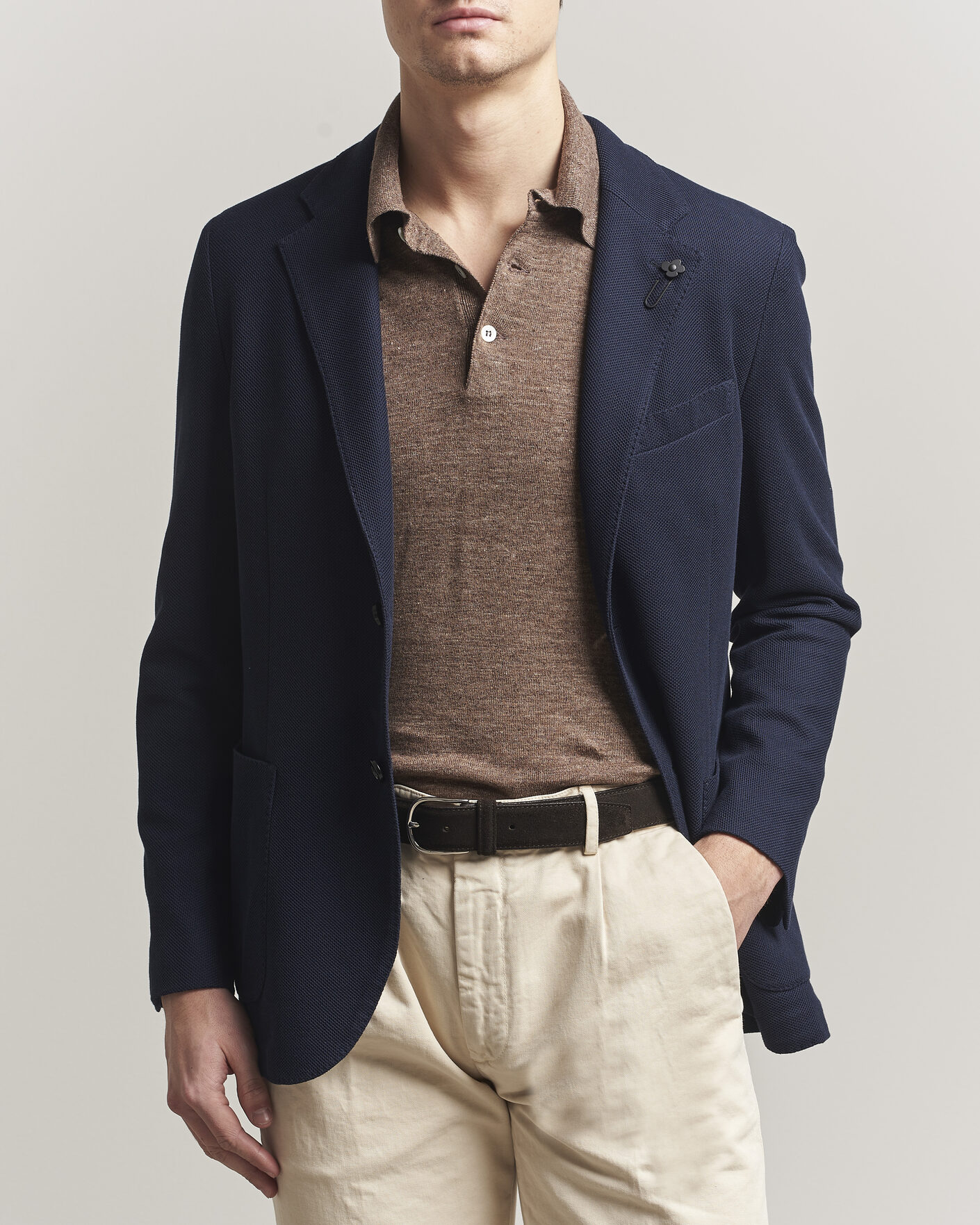 Uomini | Blazers | Lardini | Loro Piana Jersey Piquet Cotton Blazer Navy