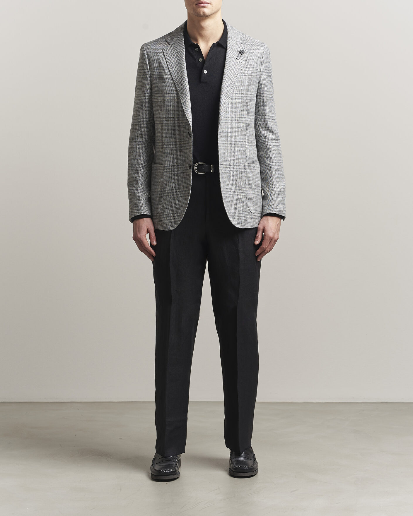 Uomini | Pantaloni | Lardini | Palu Straight Fit Linen Trousers Black