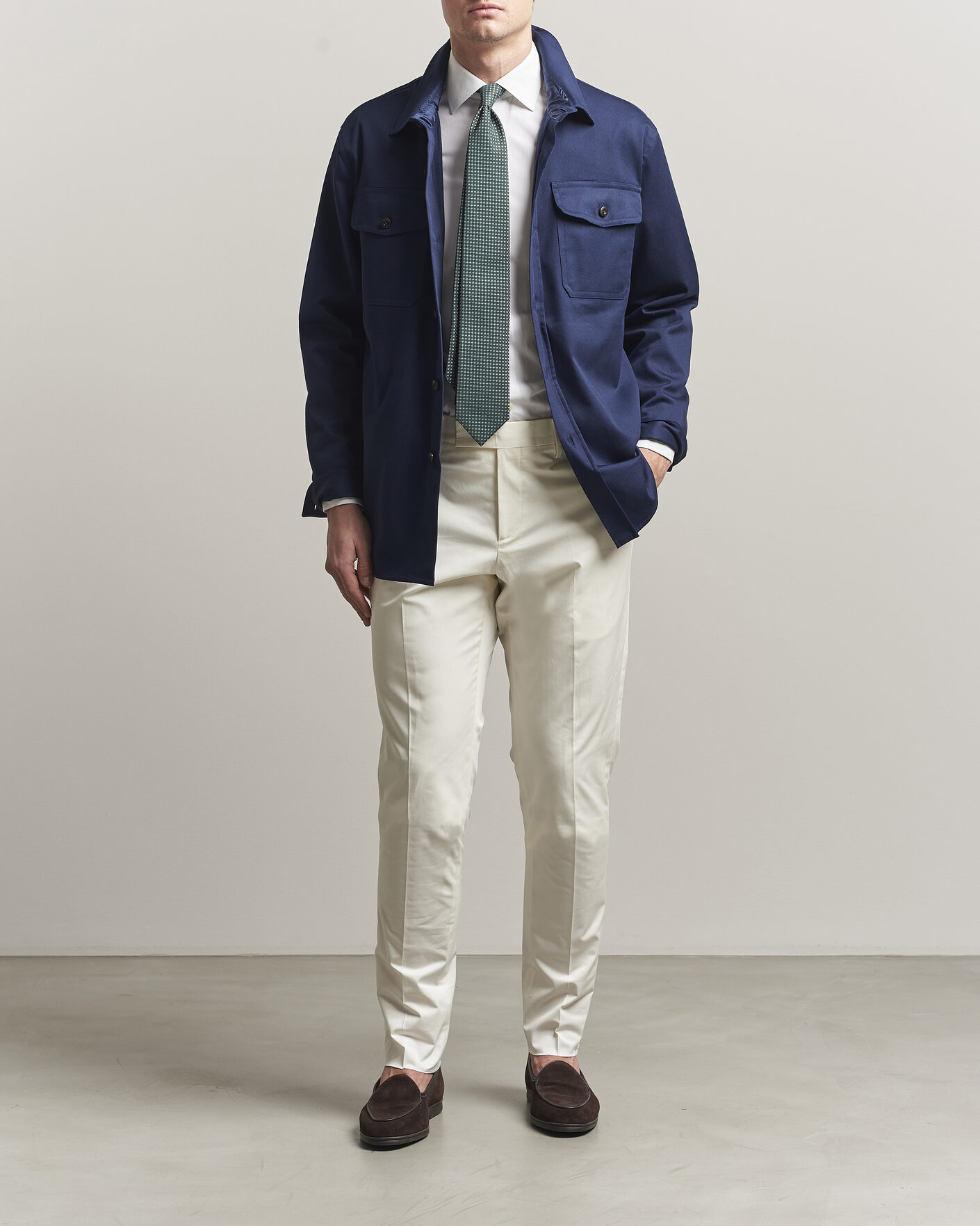 Uomini | Pantaloni | Lardini | Lyon Cotton Twill Stretch Trousers White