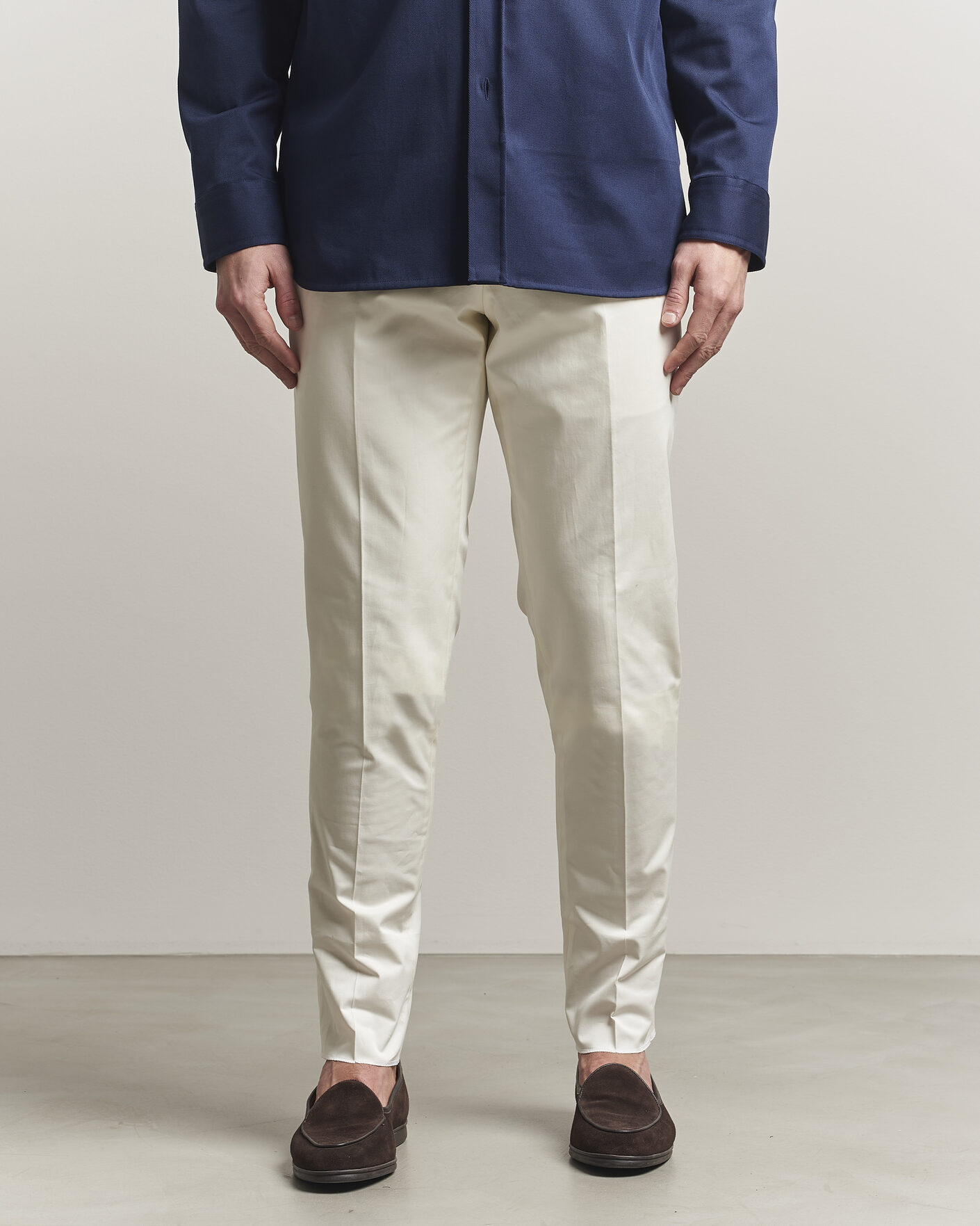 Uomini | Pantaloni | Lardini | Lyon Cotton Twill Stretch Trousers White