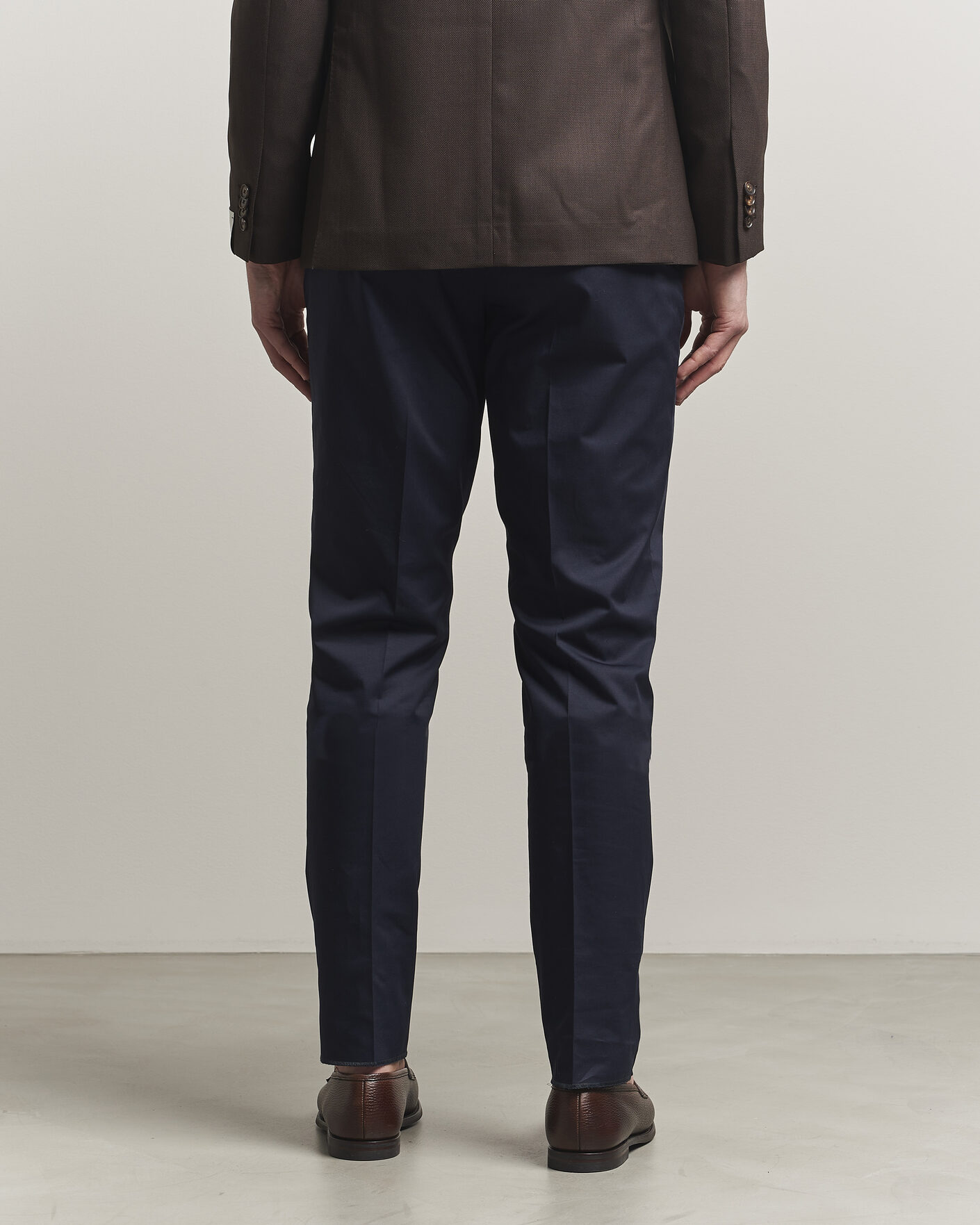 Uomini | Pantaloni | Lardini | Lyon Cotton Twill Stretch Trousers Navy