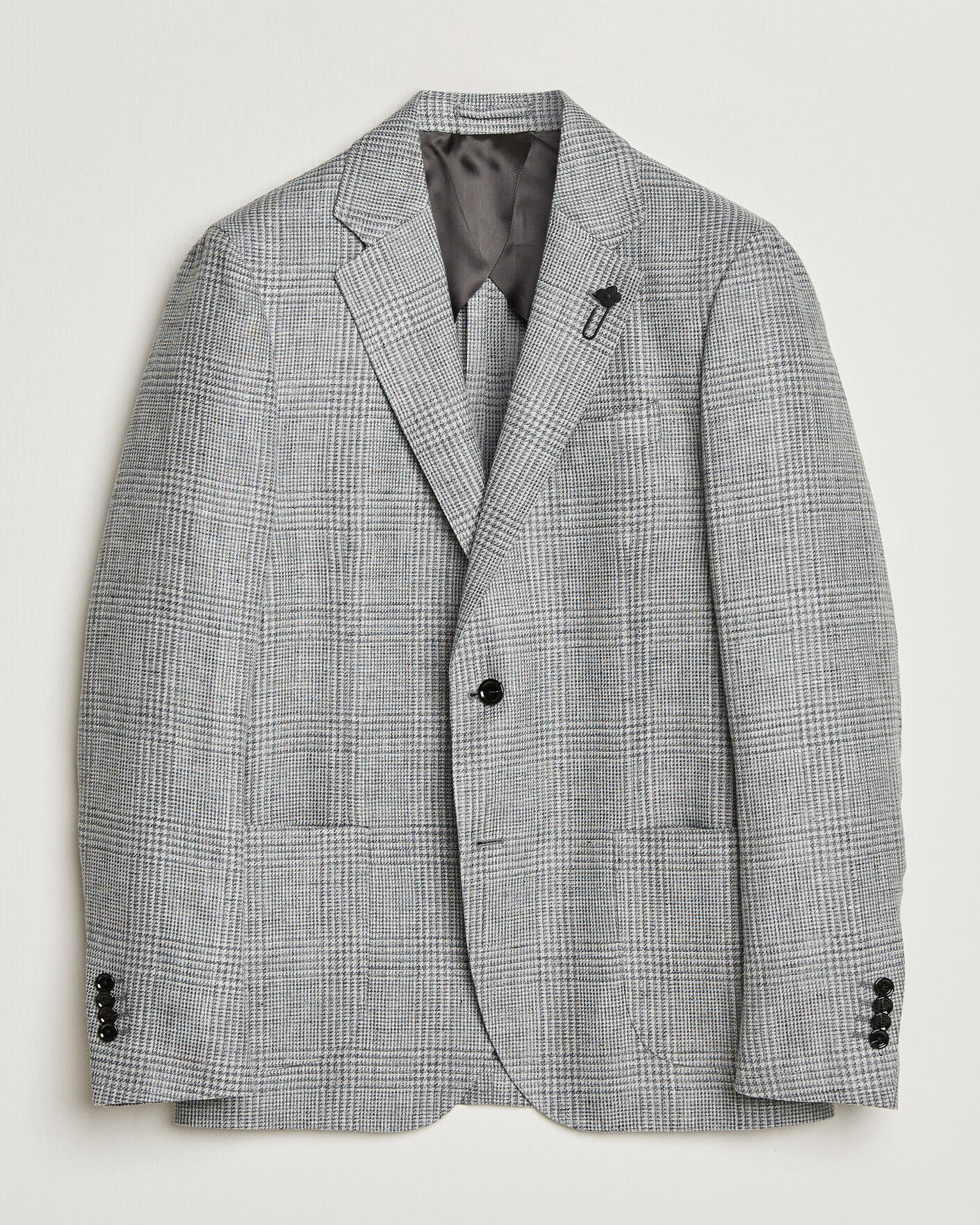 Uomini | Blazers | Lardini | Checked Linen/Wool Blazer Grey