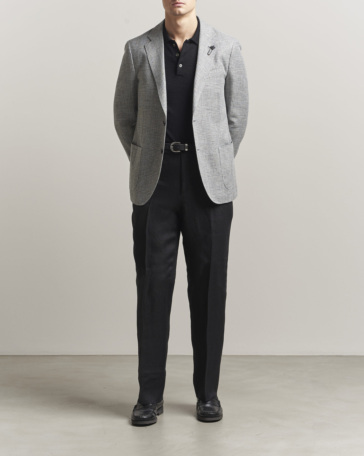 Uomini | Blazers | Lardini | Checked Linen/Wool Blazer Grey