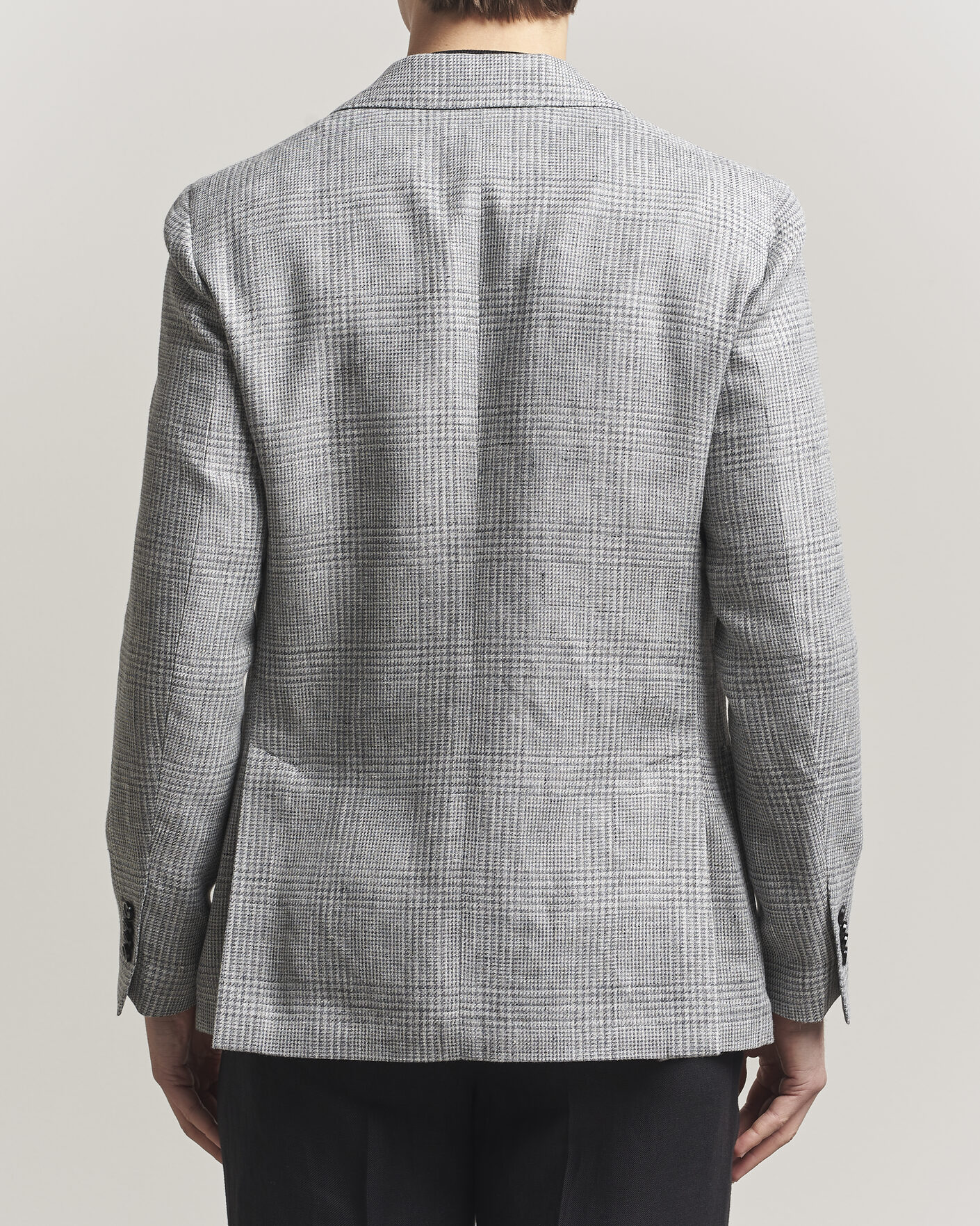 Uomini | Blazers | Lardini | Checked Linen/Wool Blazer Grey