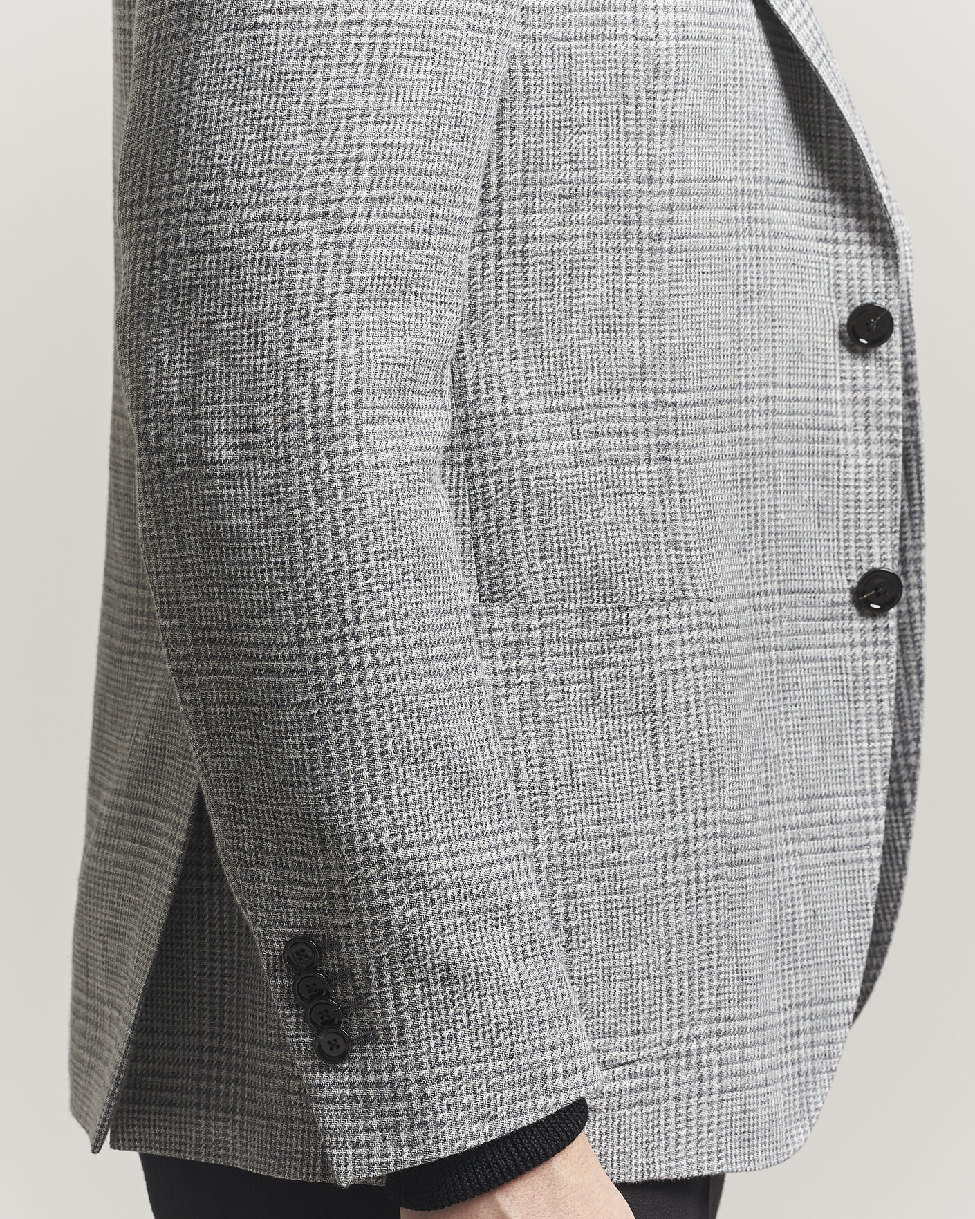Uomini | Blazers | Lardini | Checked Linen/Wool Blazer Grey