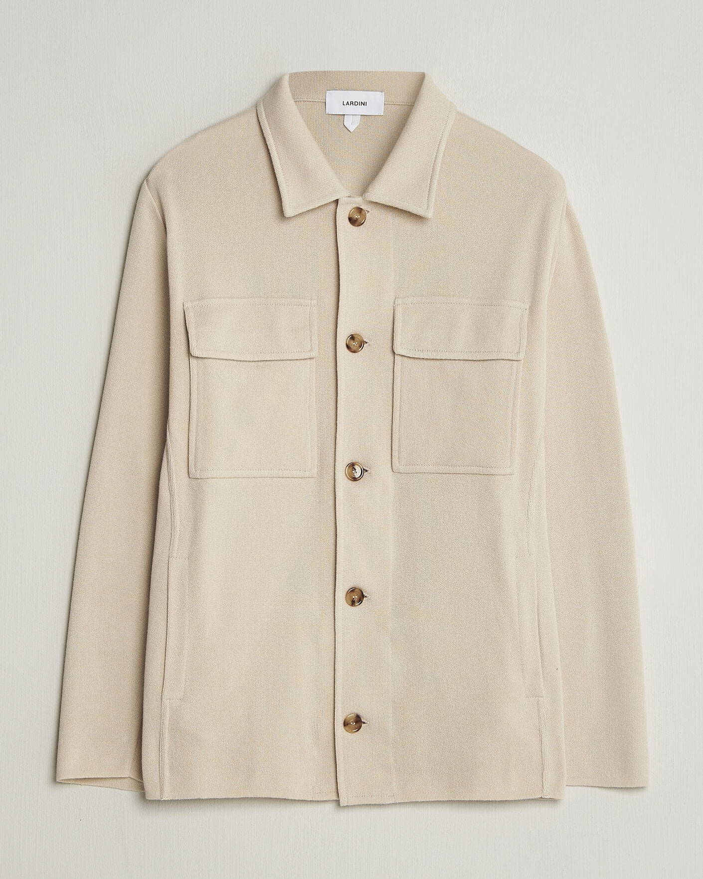 Uomini | Giacche | Lardini | Knitted Cotton Pocket Shirt Jacket Beige