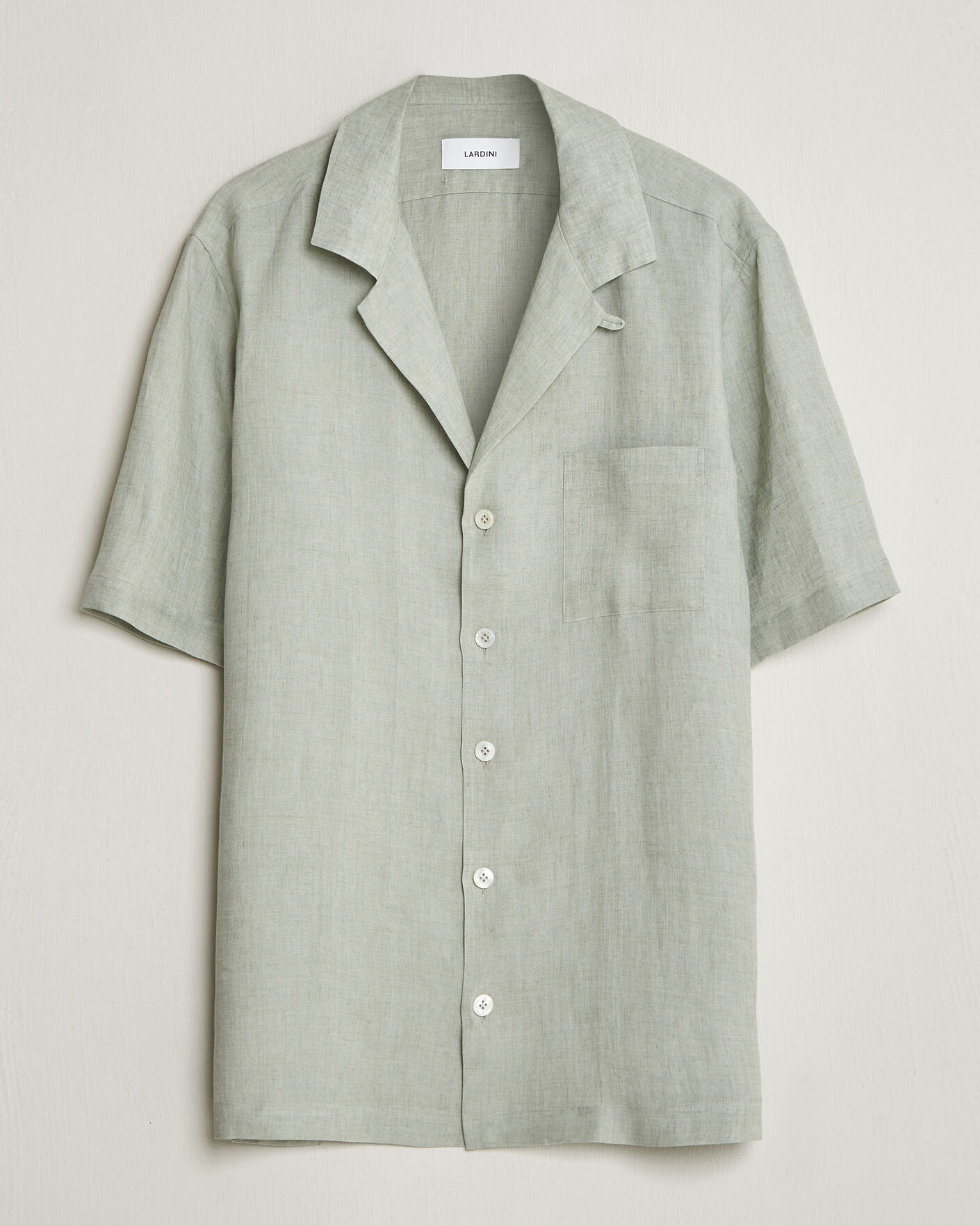 Uomini | Camicie | Lardini | Klop Short Sleeve Linen Resort Shirt Light Green
