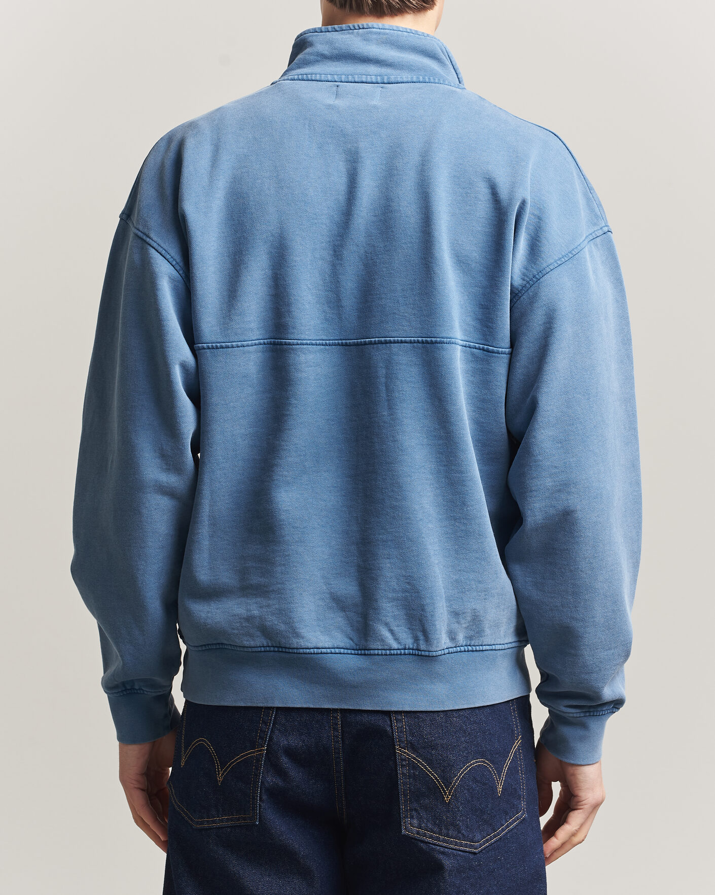 Uomini | Maglieria | Colorful Standard | Classic Organic Half-Zip Faded Indigo