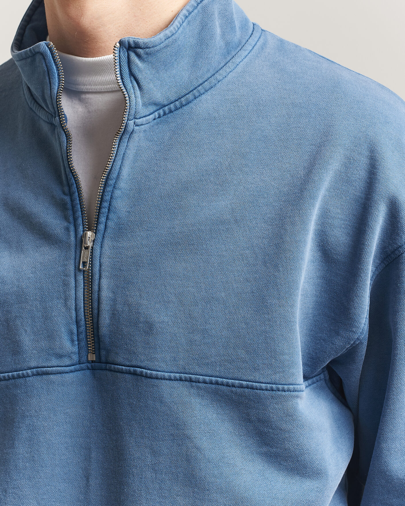 Uomini | Maglieria | Colorful Standard | Classic Organic Half-Zip Faded Indigo