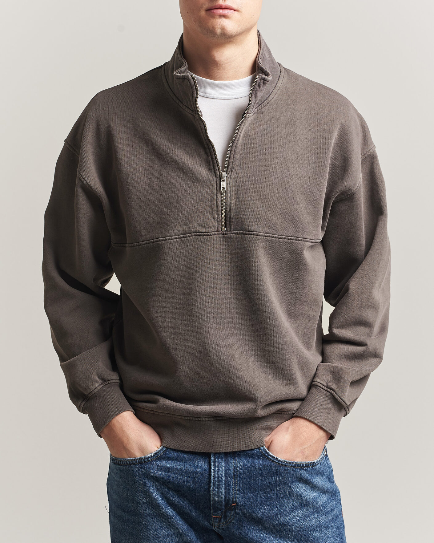 Uomini | Maglieria | Colorful Standard | Classic Organic Half-Zip Faded Mud