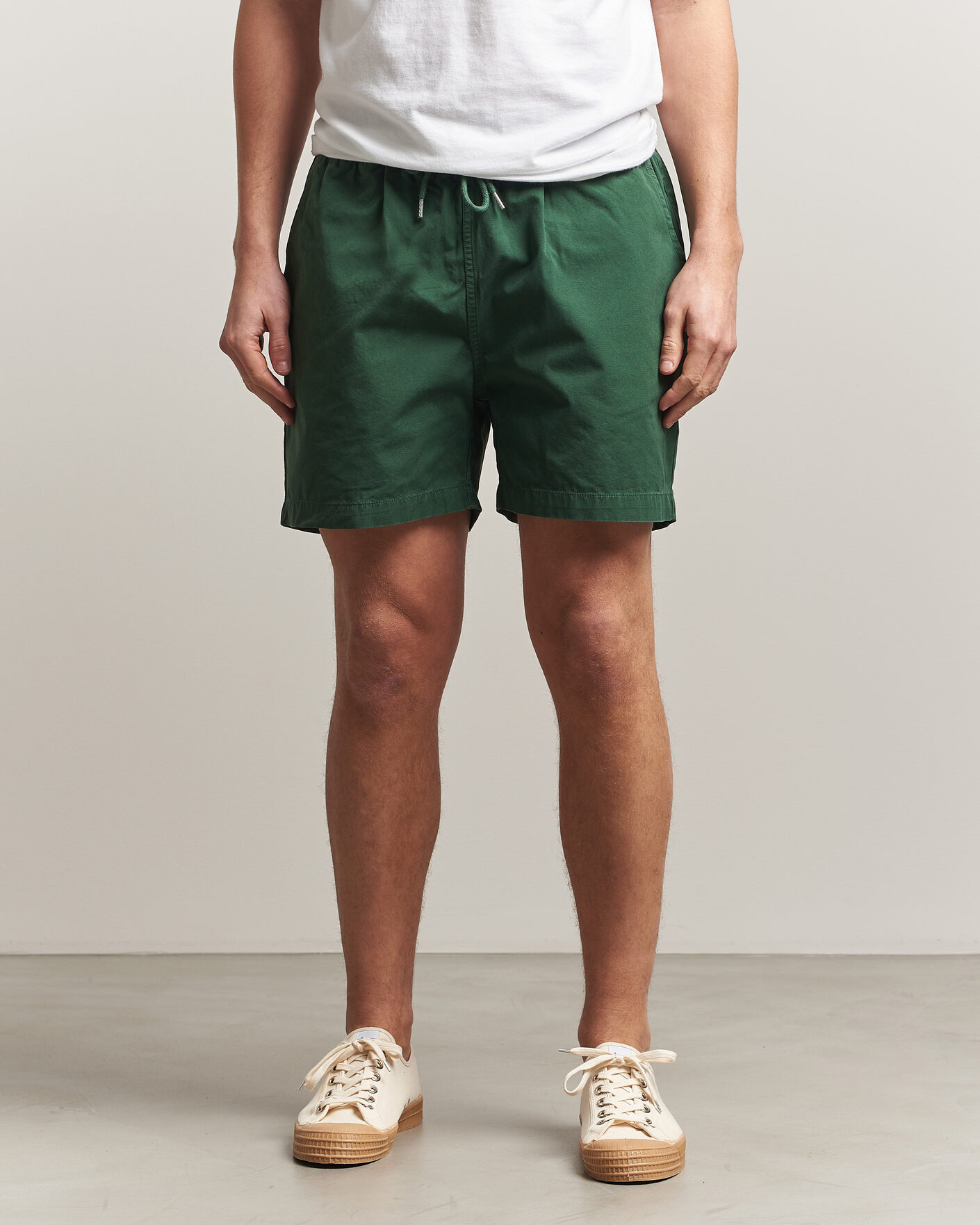 Uomini | Pantaloncini | Colorful Standard | Classic Organic Twill Drawstring Shorts Emerald Green