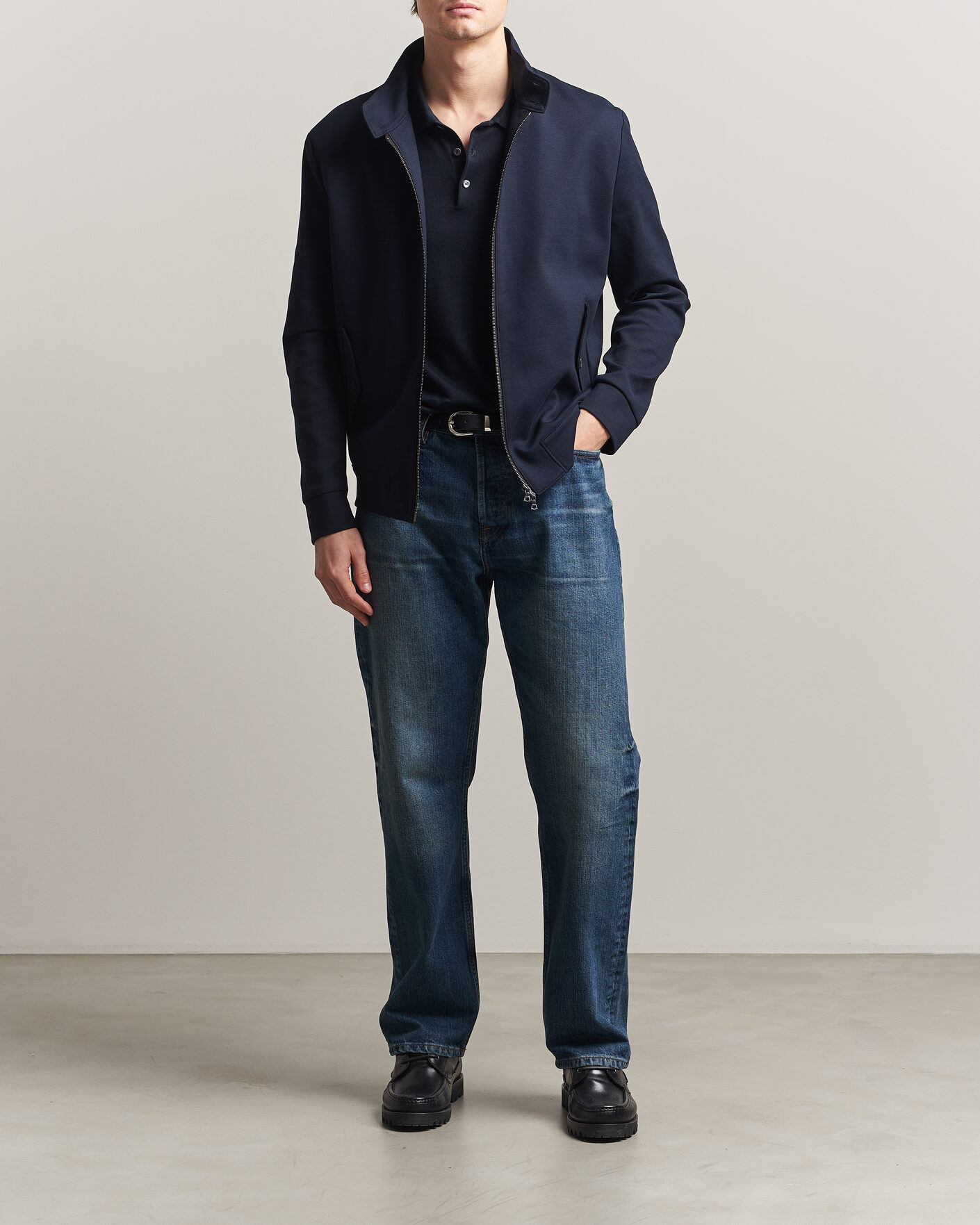 Uomini | Giacche | Harris Wharf London | Loro Piana Cavalry Twill Harrington Jacket Navy Blue