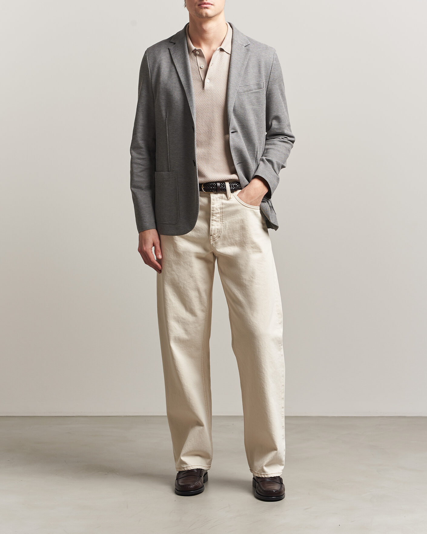 Uomini | Blazers | Harris Wharf London | Loro Piana Honey Comb Blazer Light Grey