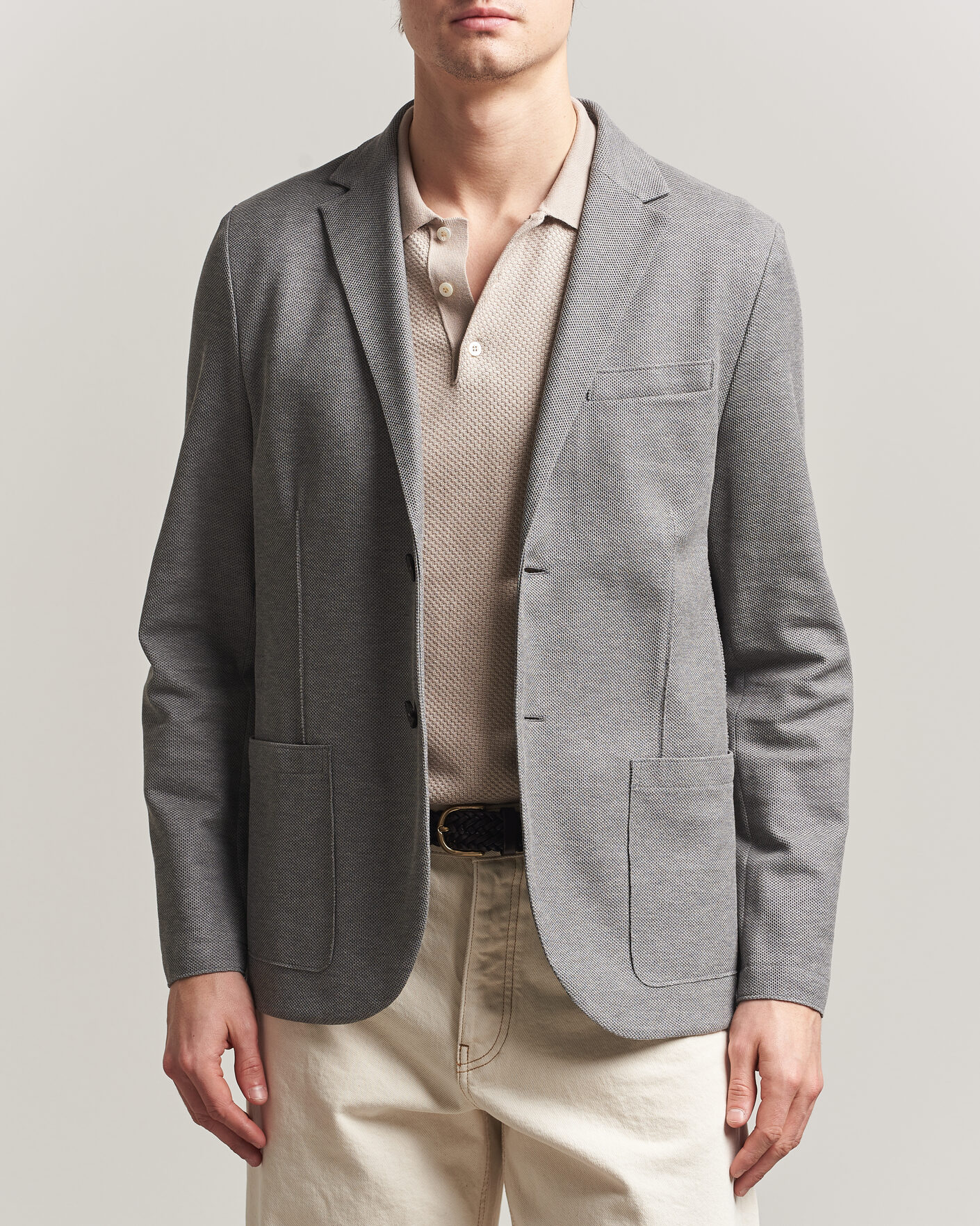 Uomini | Blazers | Harris Wharf London | Loro Piana Honey Comb Blazer Light Grey