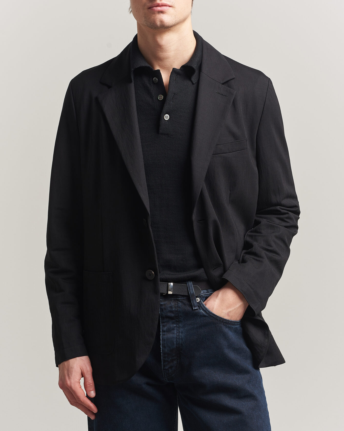 Uomini | Blazers | Harris Wharf London | Rayon Travel Blazer Black