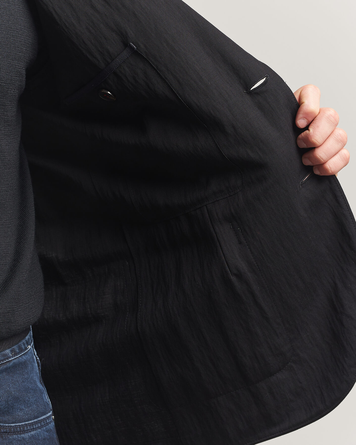 Uomini | Blazers | Harris Wharf London | Rayon Travel Blazer Black