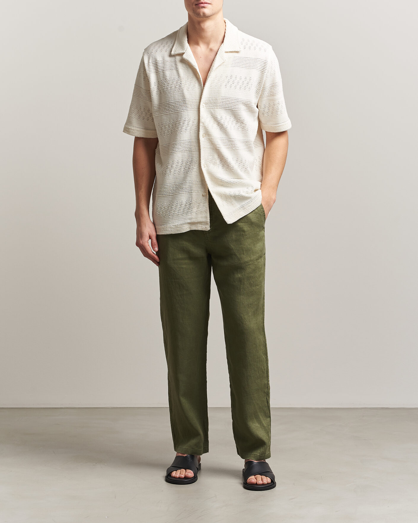 Uomini | Pantaloni | Samsøe Samsøe | Jabari Linen Drawstring Trousers Burnt Olive