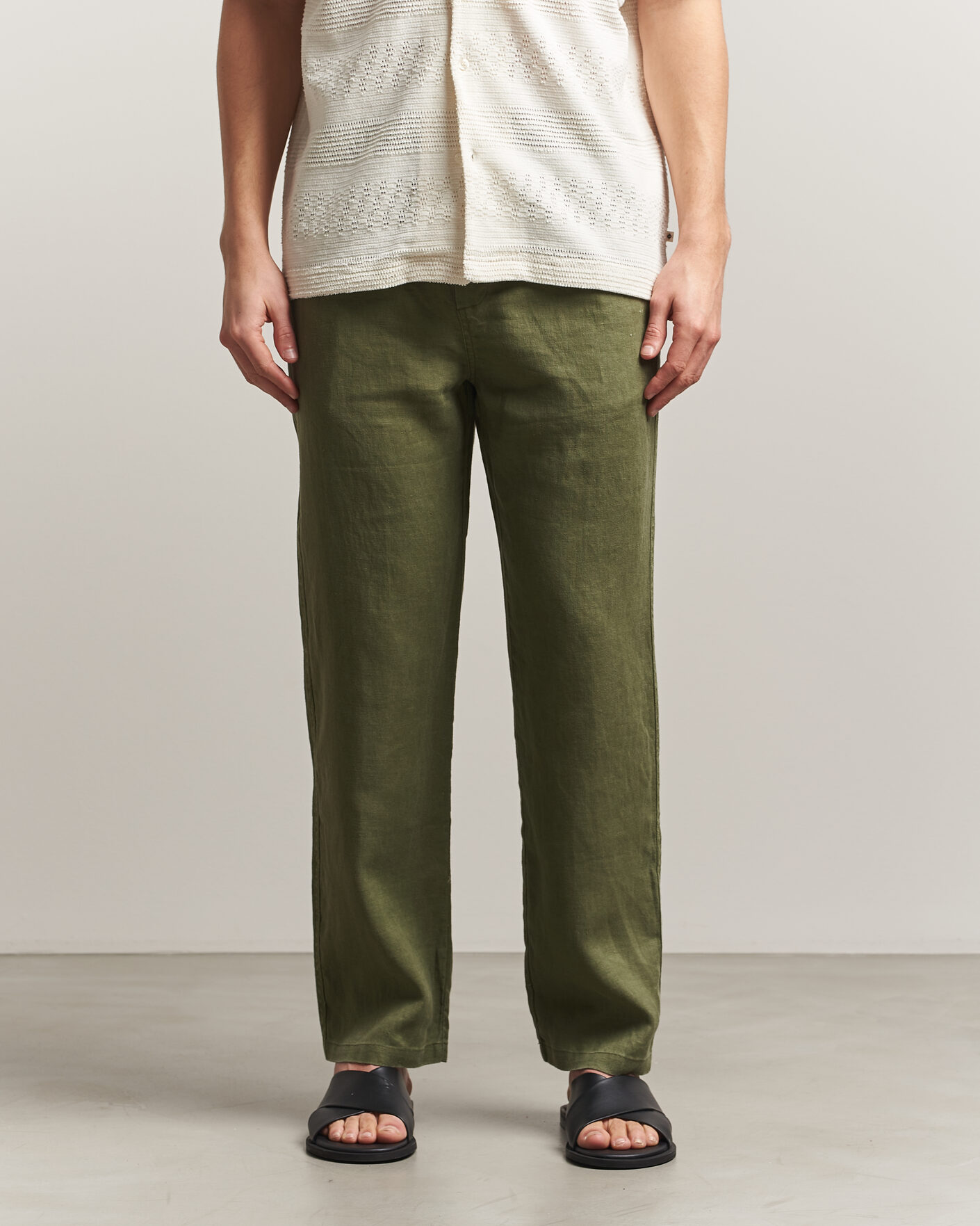 Uomini | Pantaloni | Samsøe Samsøe | Jabari Linen Drawstring Trousers Burnt Olive