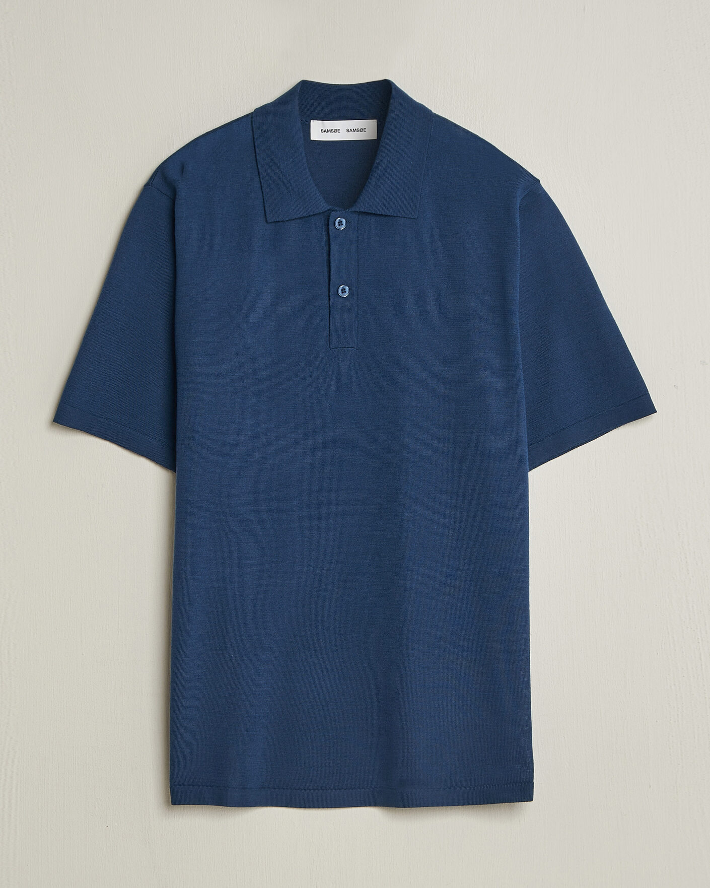 Uomini | Polo | Samsøe Samsøe | Rowan Knitted Polo Insignia Blue