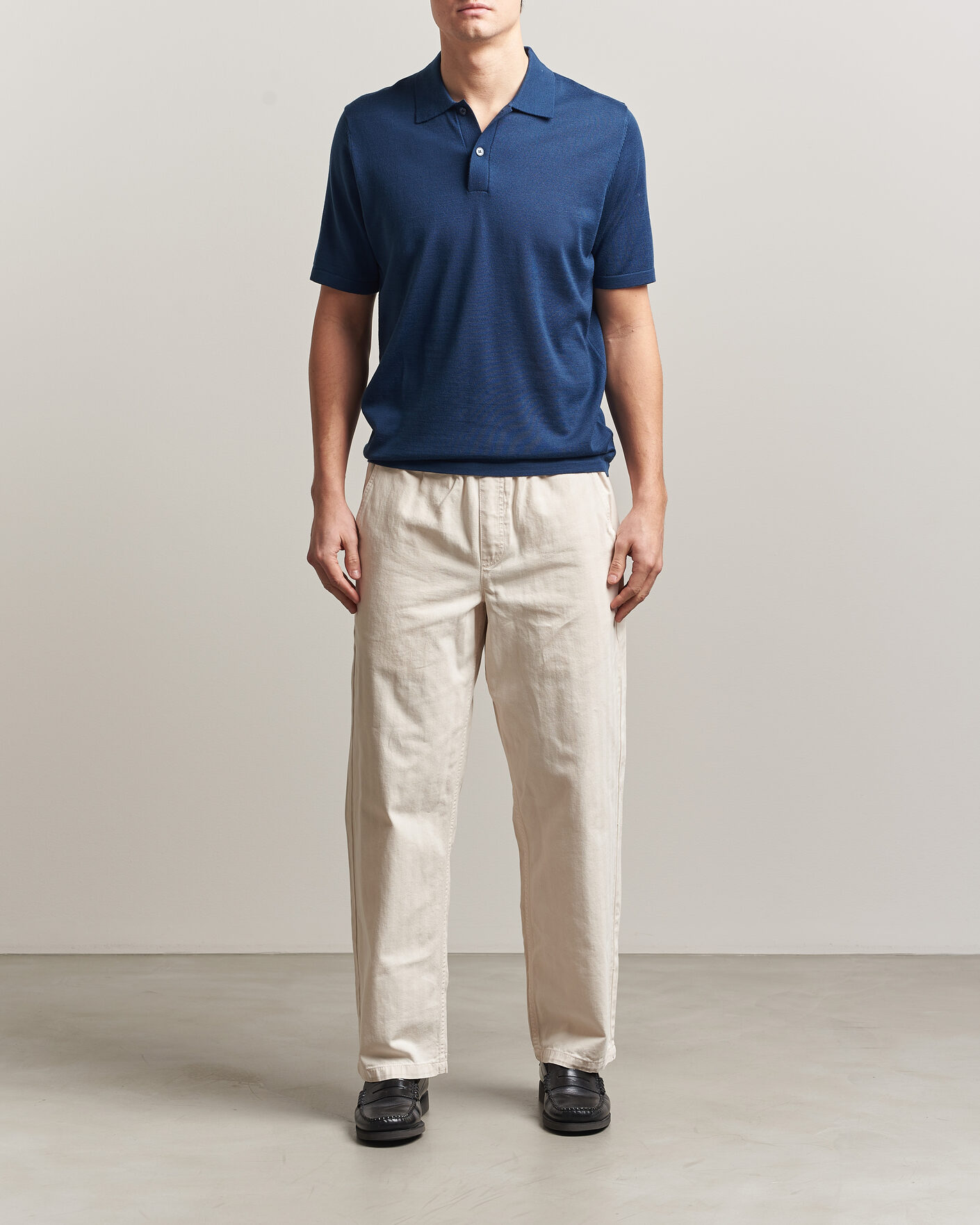 Uomini | Polo | Samsøe Samsøe | Rowan Knitted Polo Insignia Blue