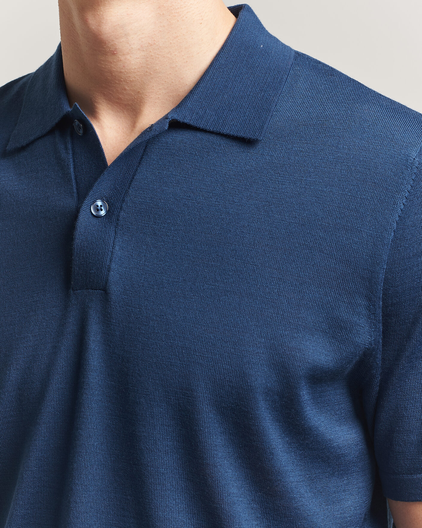 Uomini | Polo | Samsøe Samsøe | Rowan Knitted Polo Insignia Blue