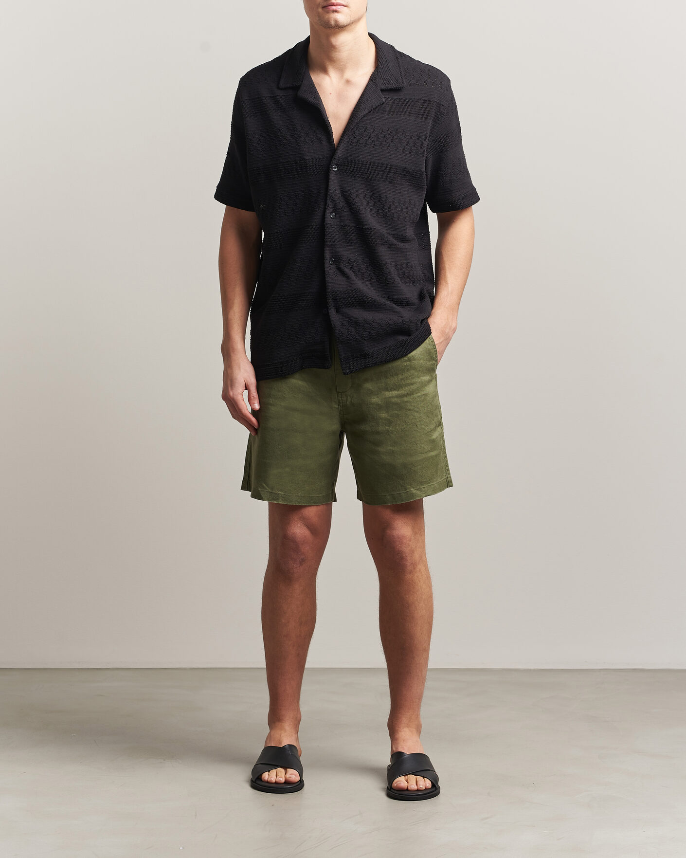 Uomini | Pantaloncini | Samsøe Samsøe | Jabari Linen Drawstring Shorts Burnt Olive