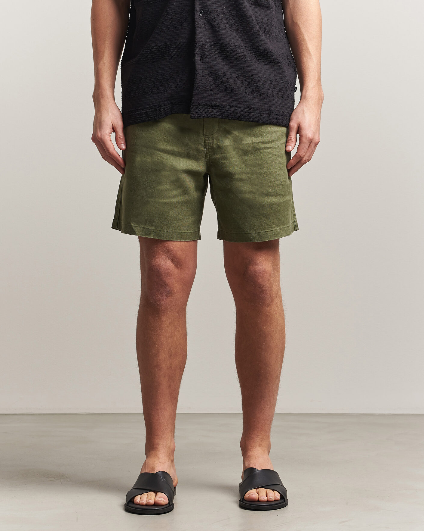 Uomini | Pantaloncini | Samsøe Samsøe | Jabari Linen Drawstring Shorts Burnt Olive