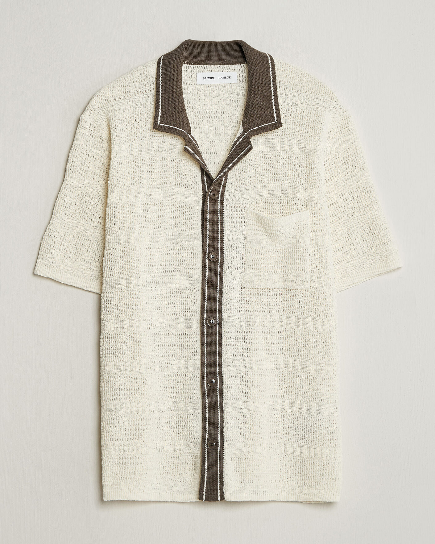 Uomini | Camicie | Samsøe Samsøe | Percy Knitted Short Sleeve Shirt Clear Cream