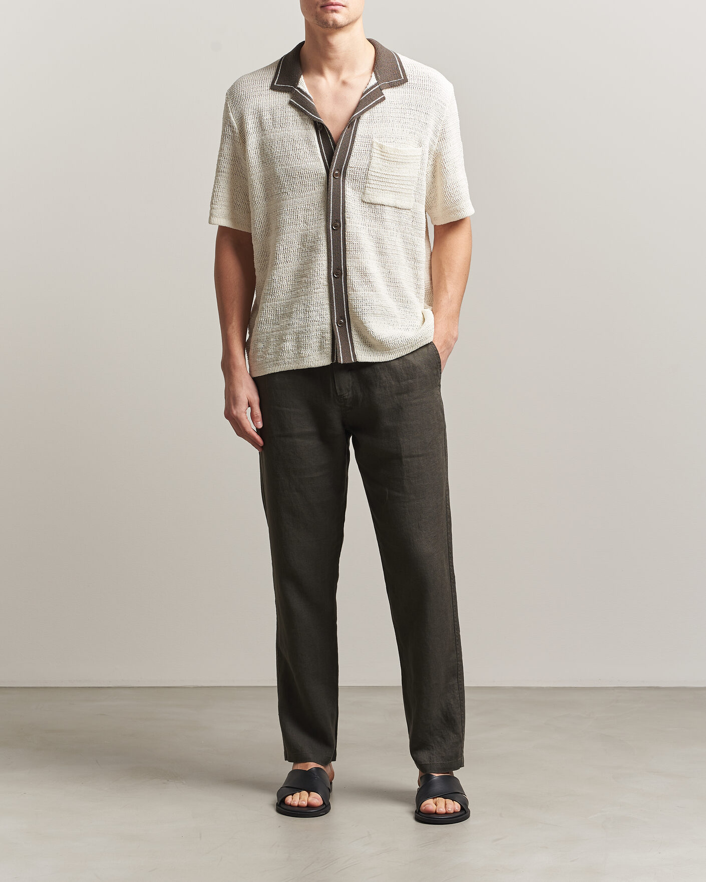 Uomini | Camicie | Samsøe Samsøe | Percy Knitted Short Sleeve Shirt Clear Cream