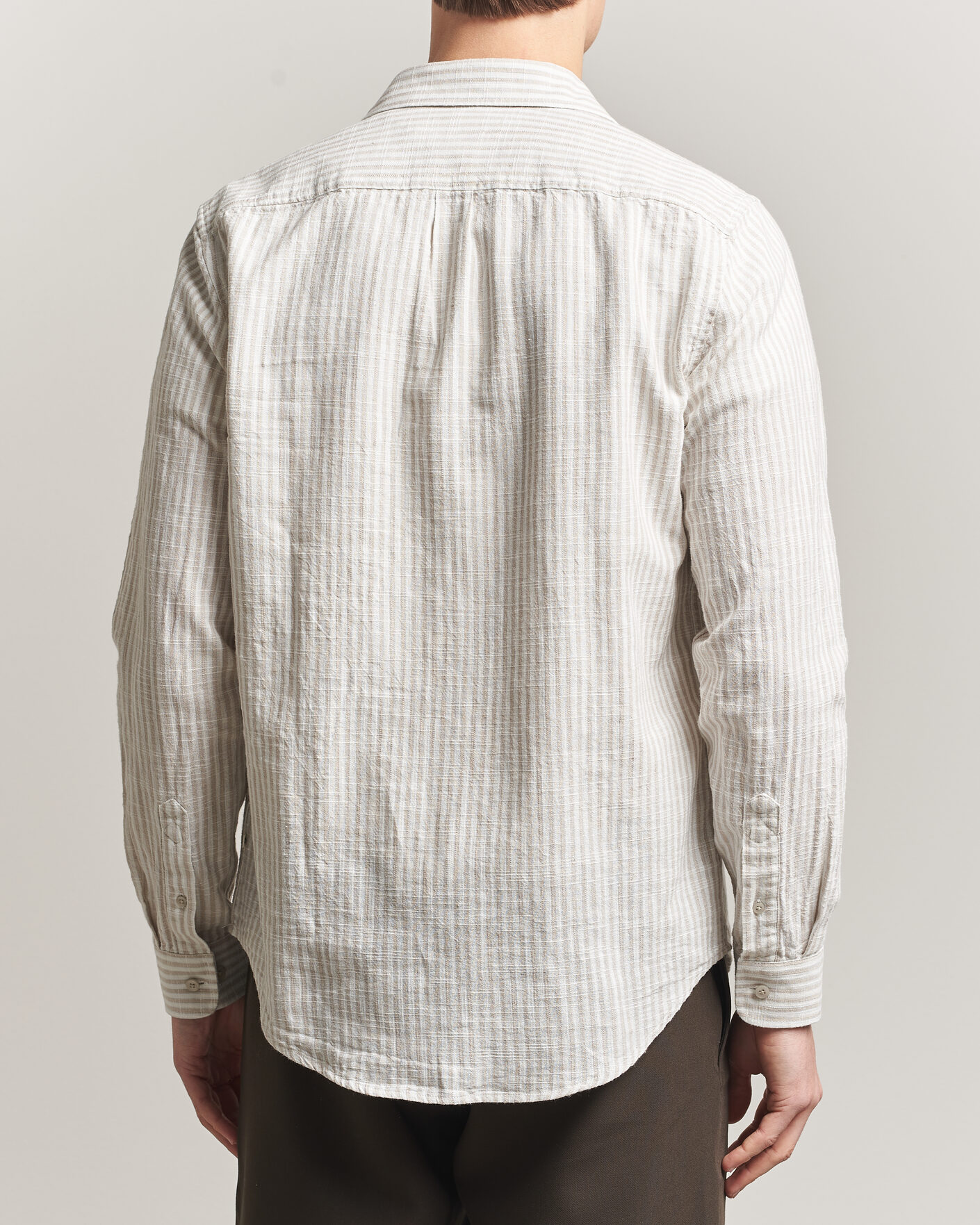 Uomini | Camicie | Samsøe Samsøe | Liam Cotton/Linen Striped Shirt Moonstruck