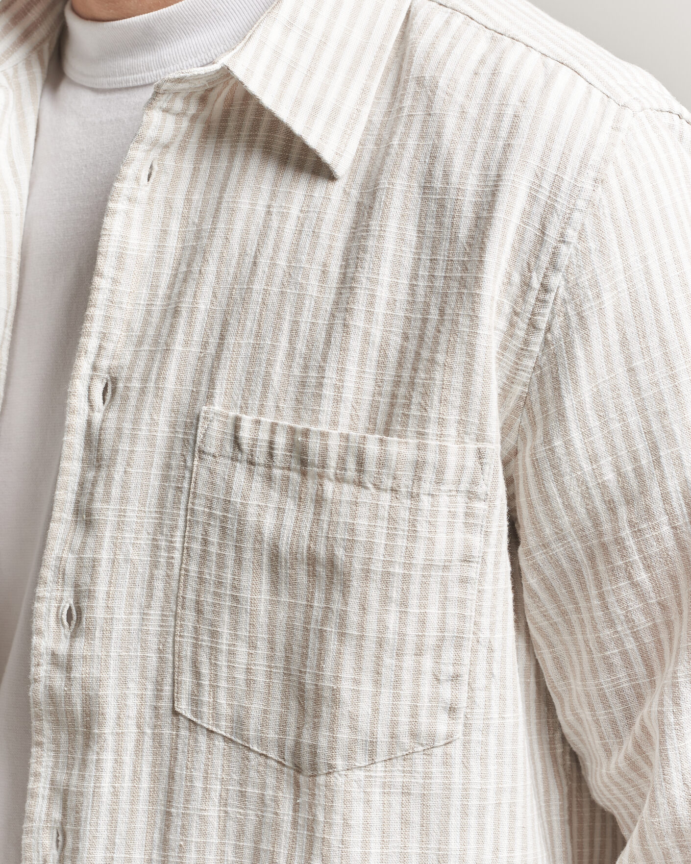 Uomini | Camicie | Samsøe Samsøe | Liam Cotton/Linen Striped Shirt Moonstruck