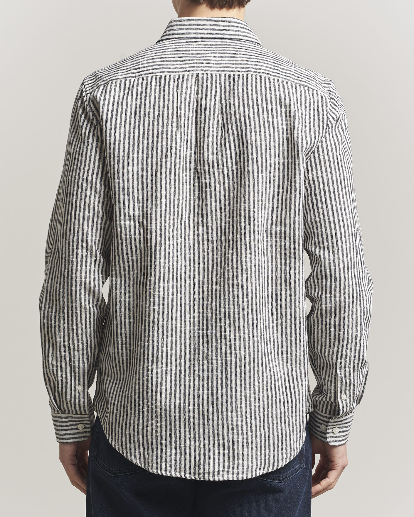 Uomini | Camicie | Samsøe Samsøe | Liam Cotton/Linen Striped Shirt Salute Navy