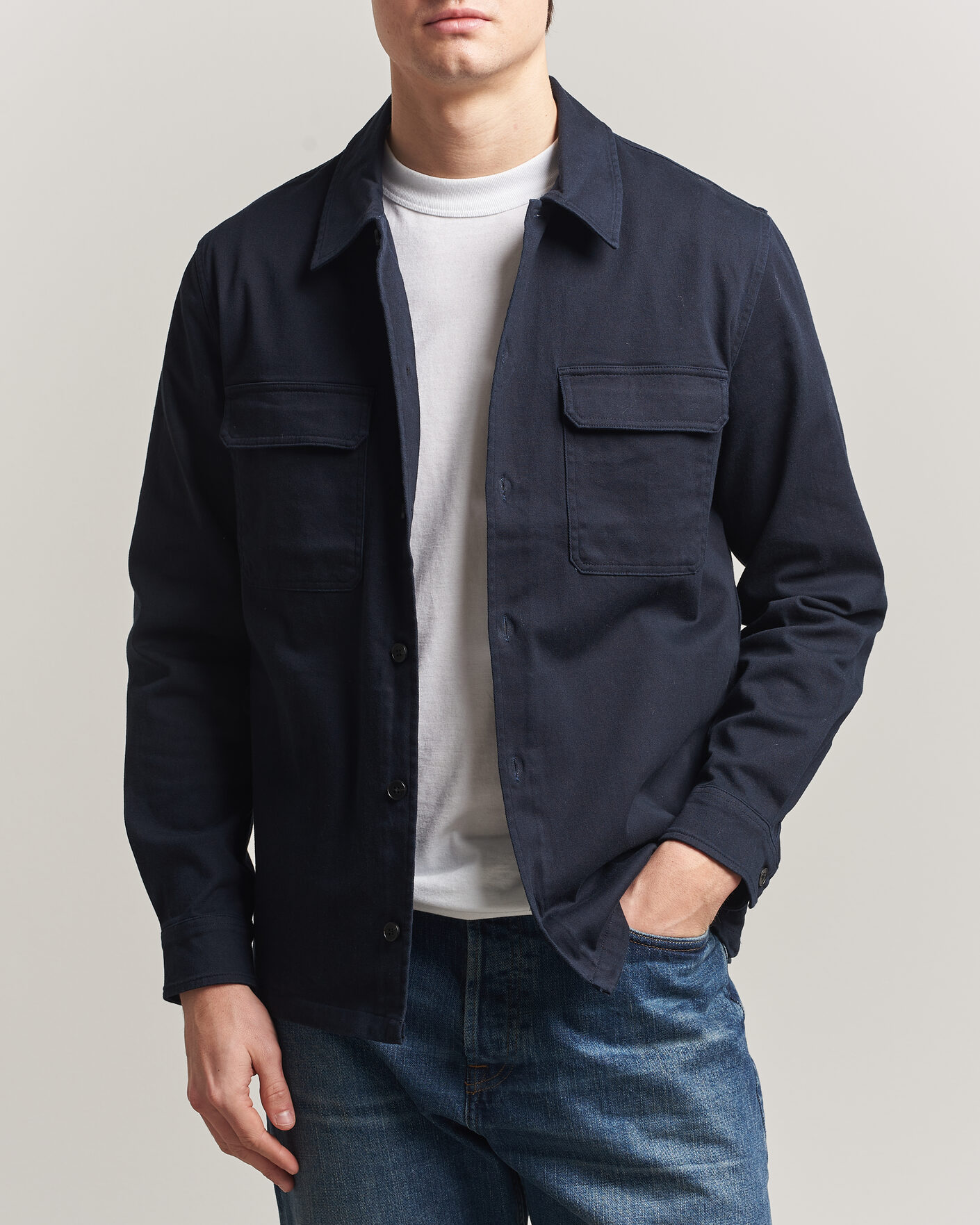 Uomini | Camicie | Samsøe Samsøe | Taka Cotton Overshirt Salute Navy