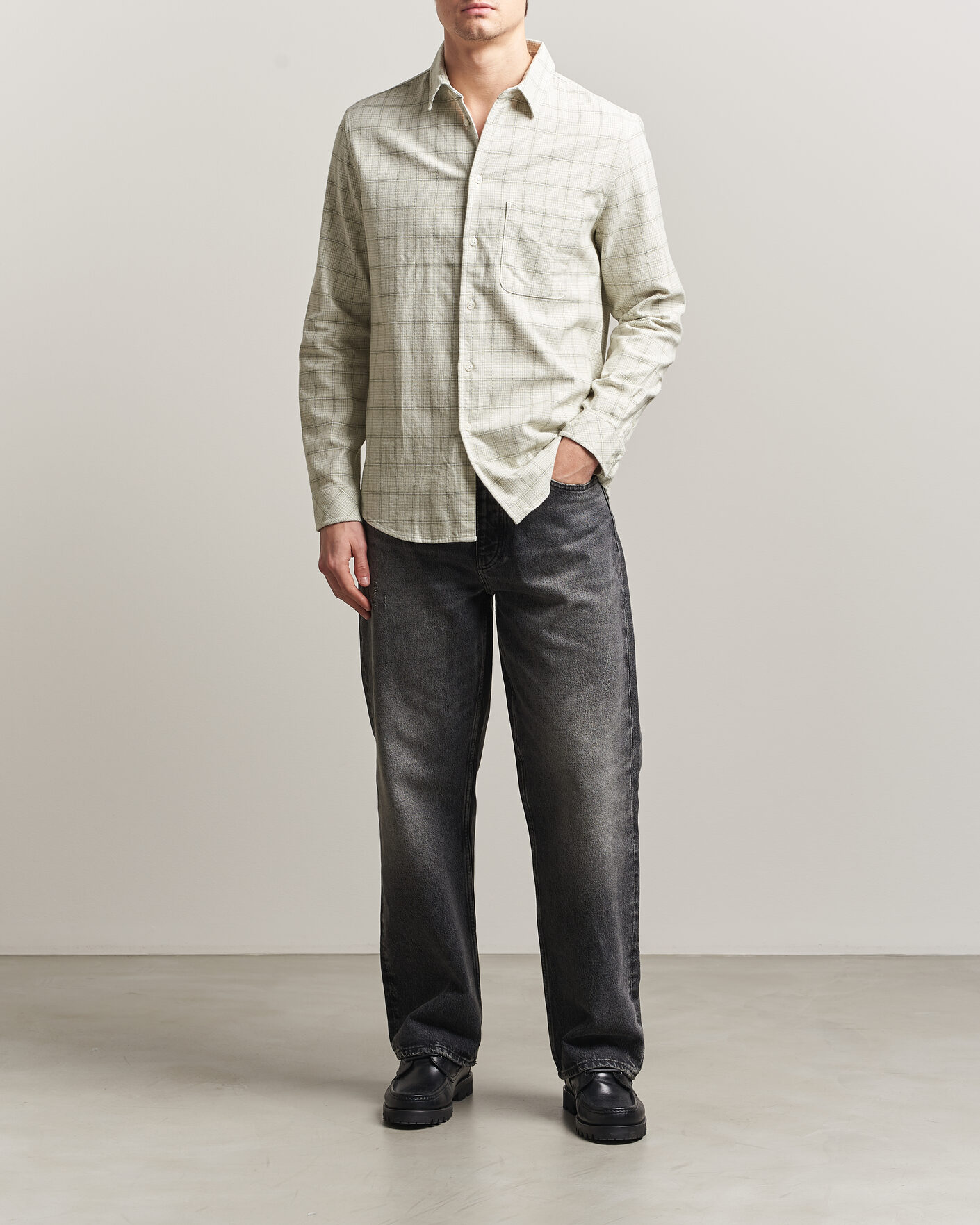 Uomini | Camicie | Samsøe Samsøe | Liam Checked Cotton Shirt Off White