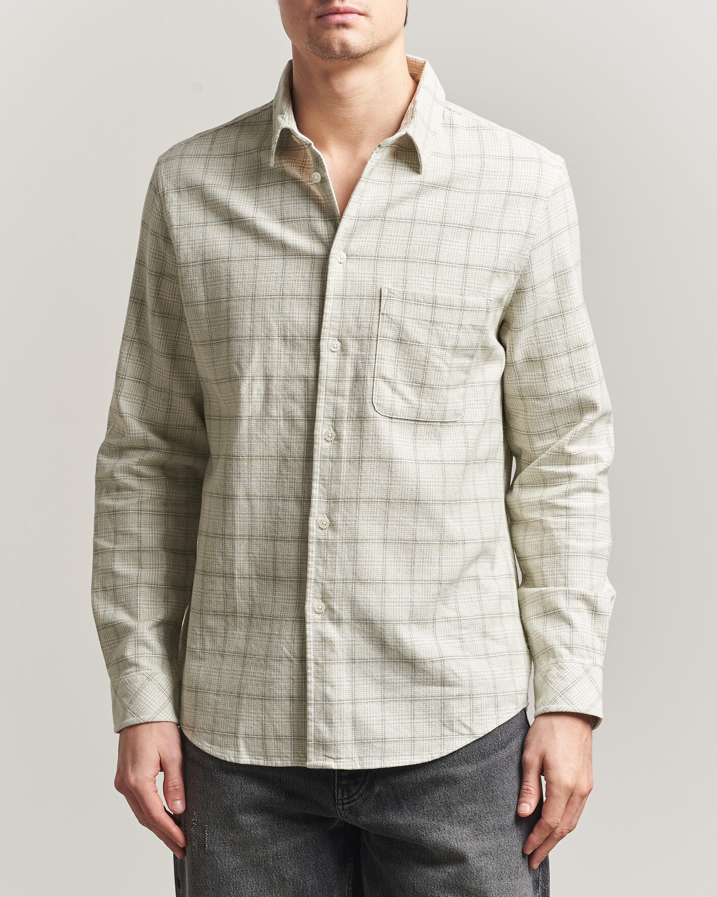 Uomini | Camicie | Samsøe Samsøe | Liam Checked Cotton Shirt Off White