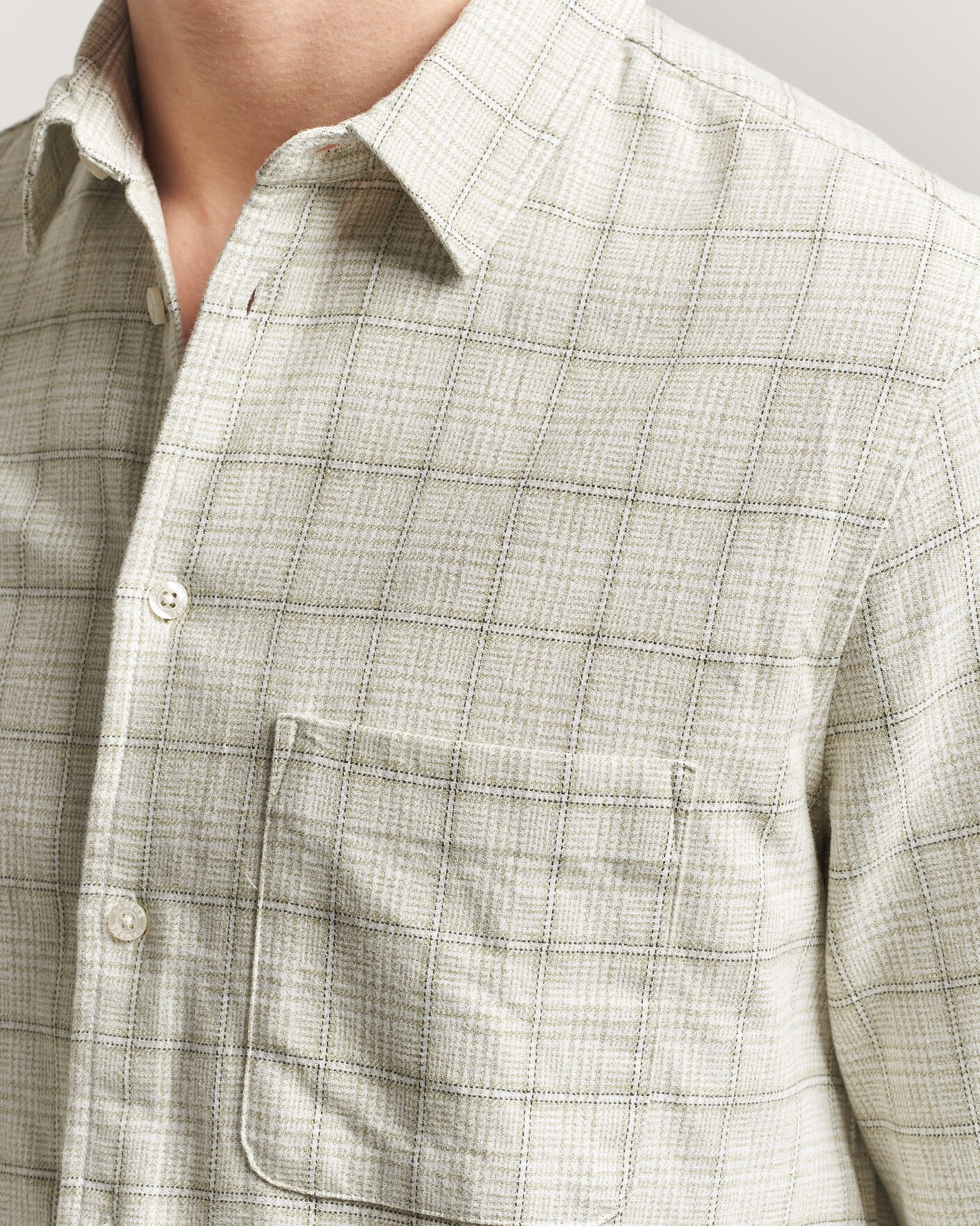 Uomini | Camicie | Samsøe Samsøe | Liam Checked Cotton Shirt Off White
