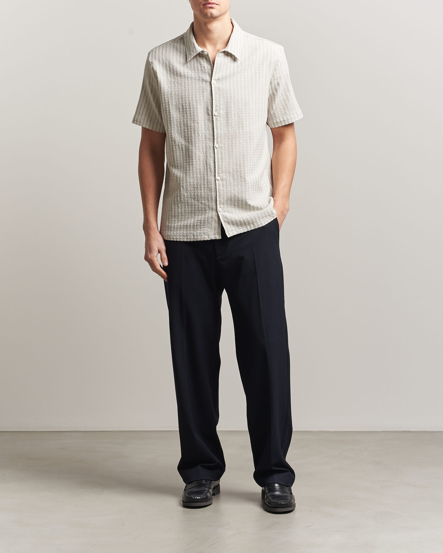 Uomini | Camicie | Samsøe Samsøe | Avan Structured Short Sleeve Shirt Moonstruck
