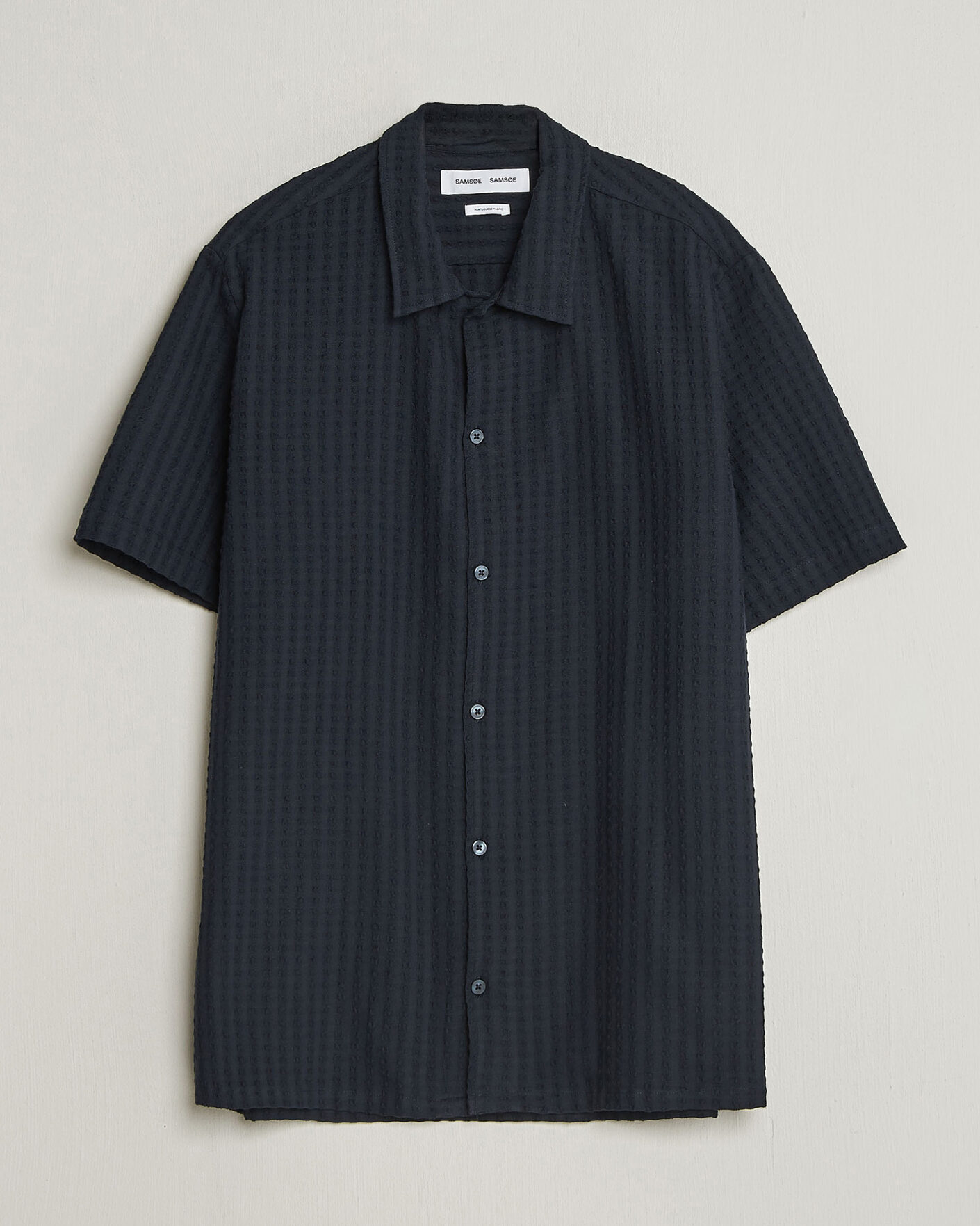 Uomini | Camicie | Samsøe Samsøe | Avan Structured Short Sleeve Shirt Salute Navy